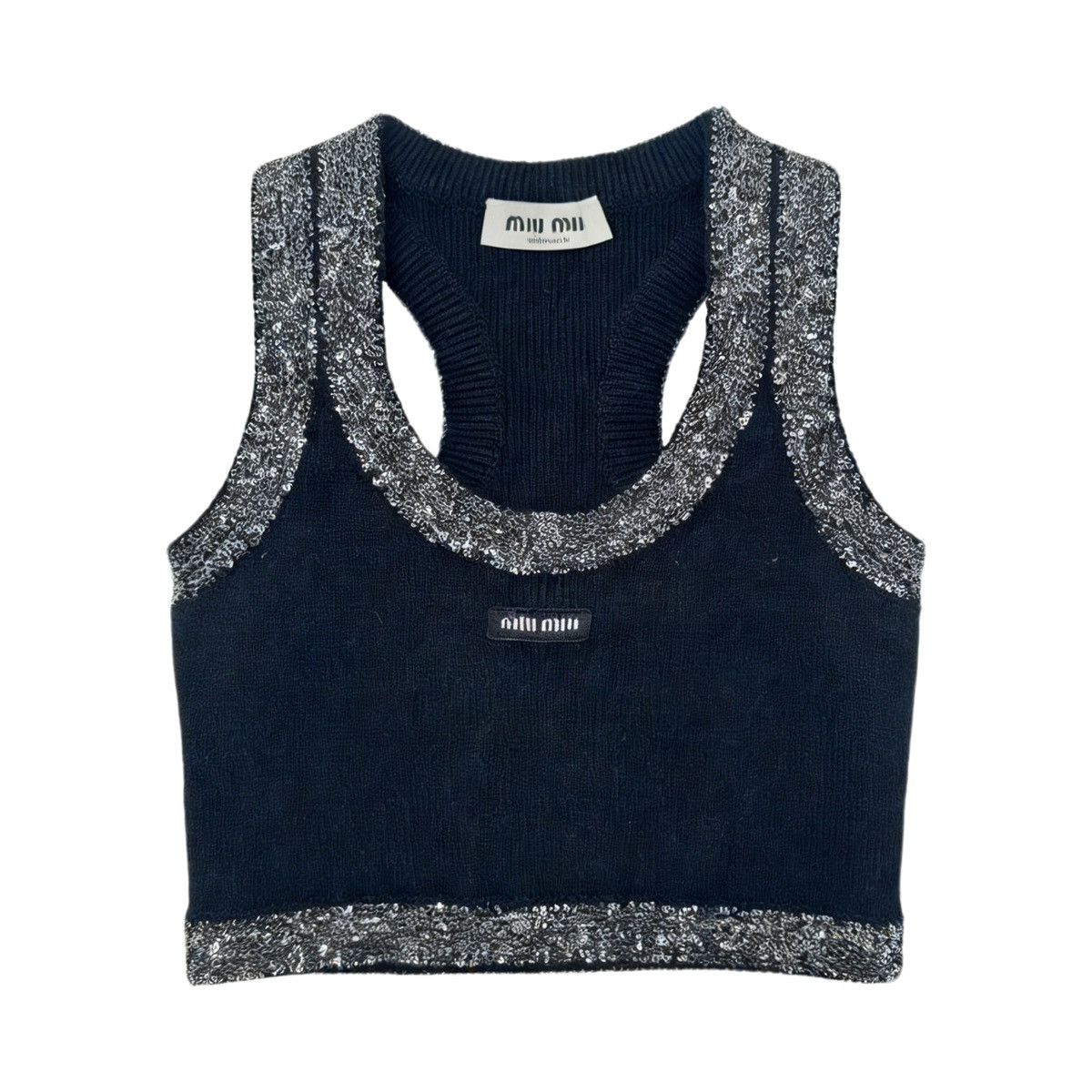 Miu Miu Miu Miu Women's Heavy Custom Beaded Yarn Vest K26WX Size S / US 4 / IT 40 - 1 Thumbnail