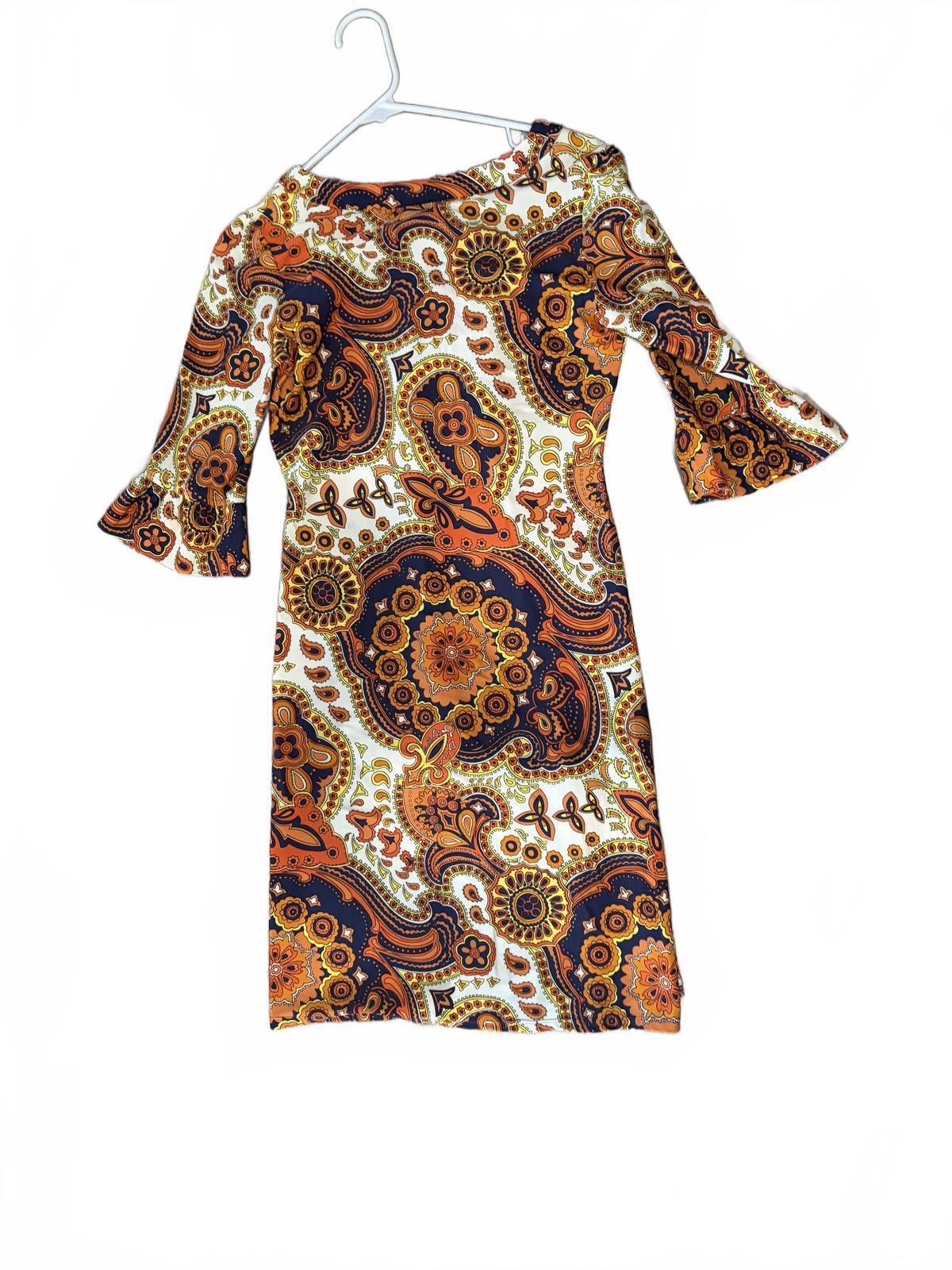 Other Jude Connally Vintage Paisley Dress w/ 3/4 Bell Sleeves s XS Size XS / US 0-2 / IT 36-38 - 5 Thumbnail
