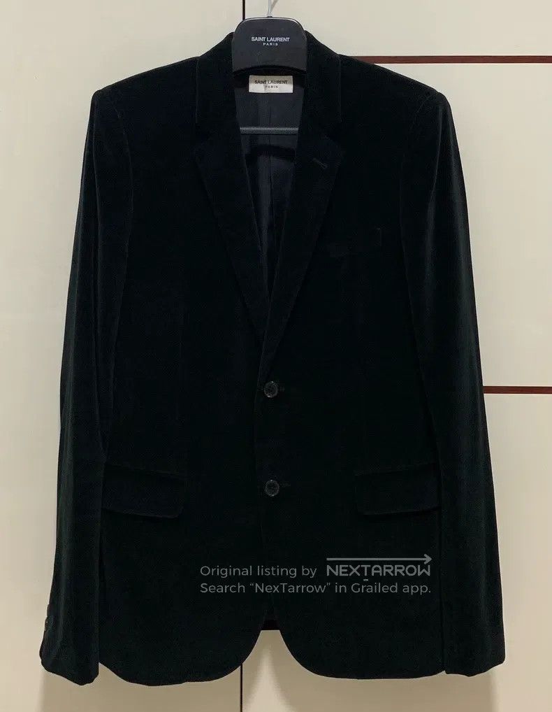 Saint Laurent Paris Saint Laurent Paris Olive Green Peak Lapel Velvet Suit Size US M / EU 48-50 / 2 - 1 Thumbnail