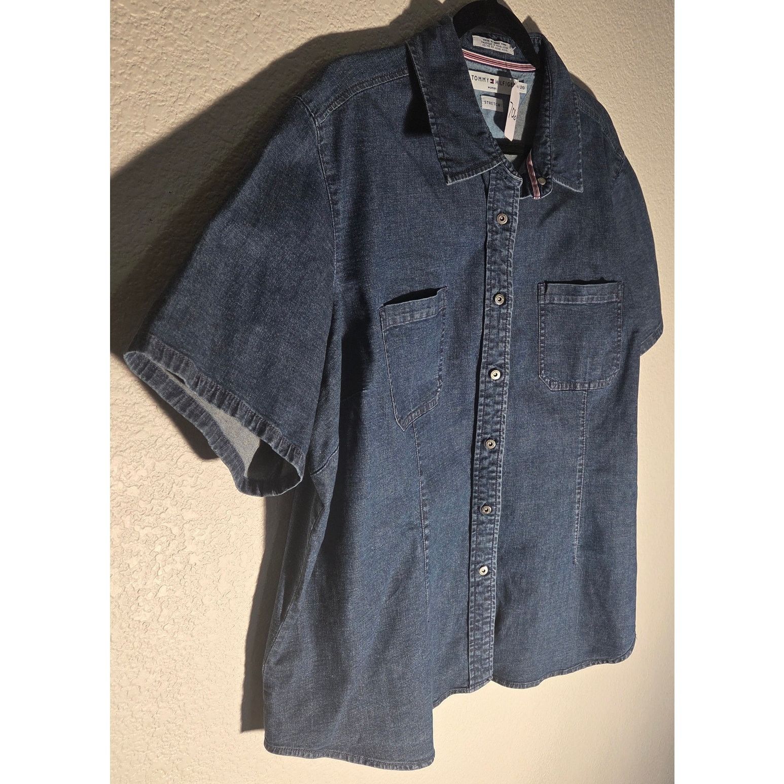 Tommy Hilfiger Tommy Hilfiger Blue Denim Stretch Blouse - Women's 20 Size 3XL / US 20-22 - 3 Thumbnail