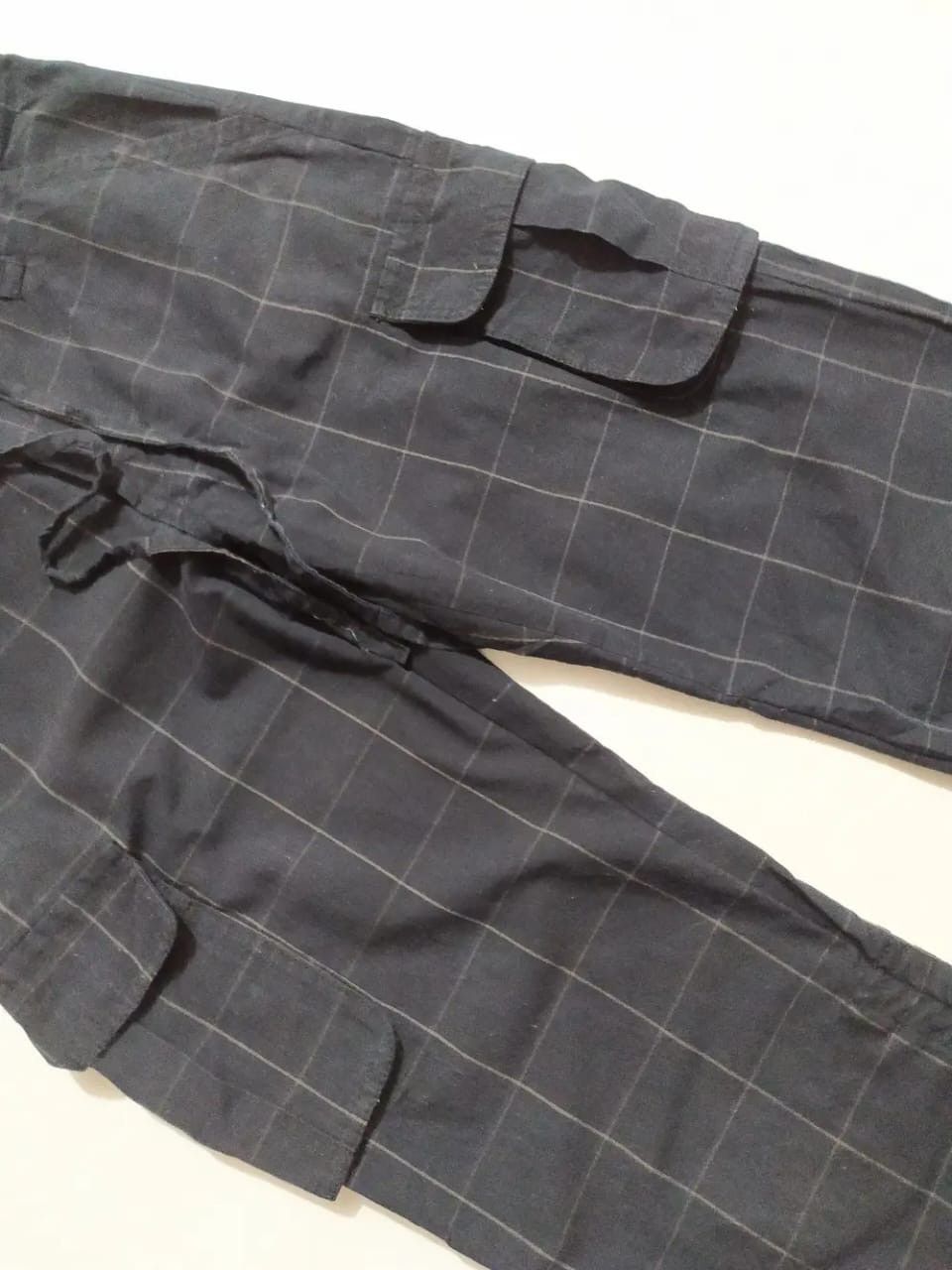 Other Unknown Japanese Black Check Cargo Wrinkle Style Pants Size US 29 - 7 Thumbnail