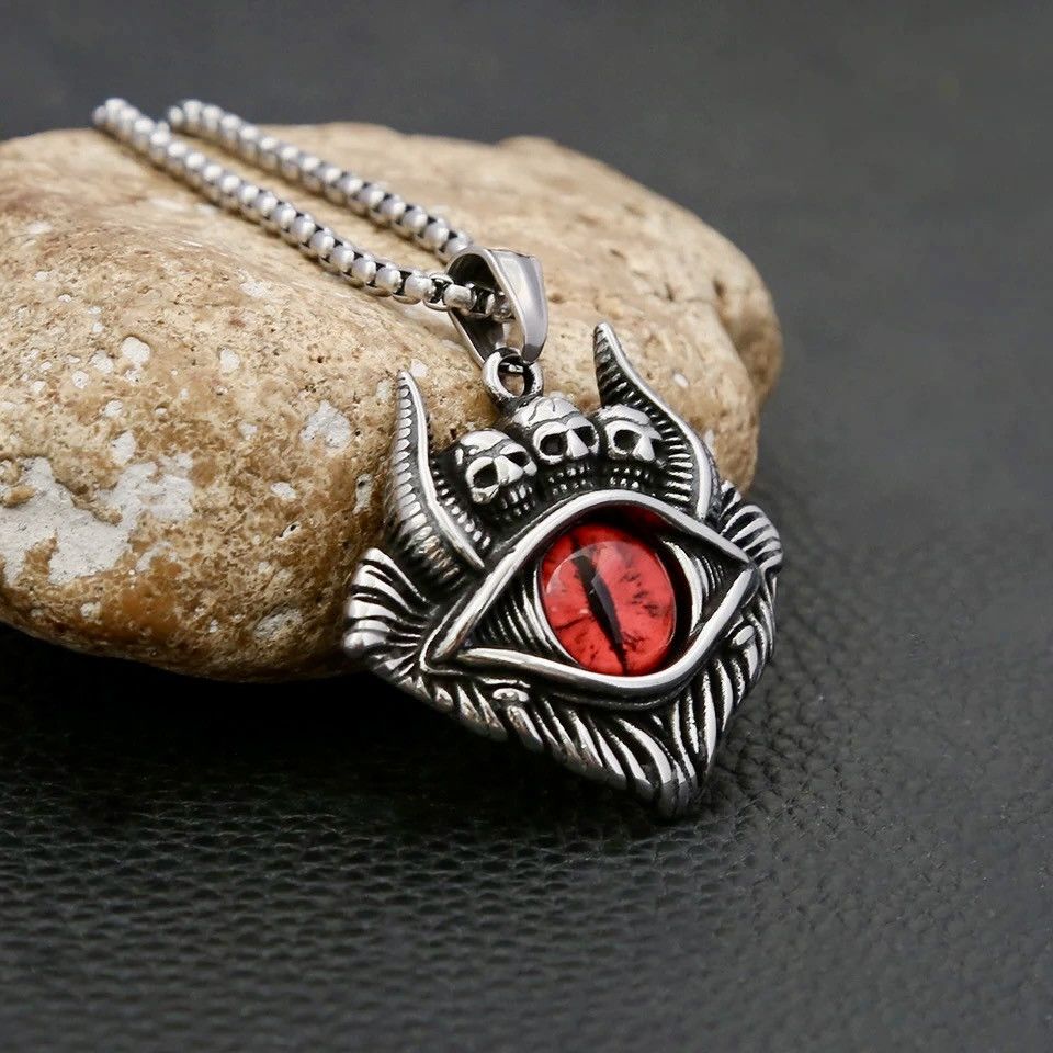 Vintage Retro Red Demon Eyes Necklace Size ONE SIZE - 4 Thumbnail