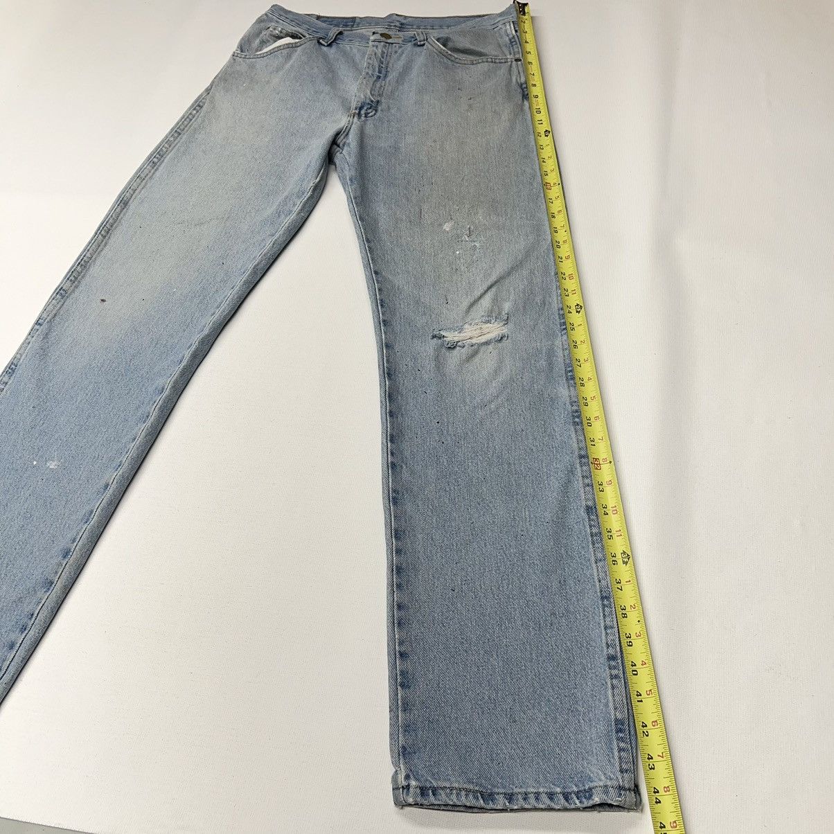 Vintage × Wrangler Wrangler Jeans Blue Straight Ripped Faded Denim Worn Y2K Size US 33 - 20 Thumbnail