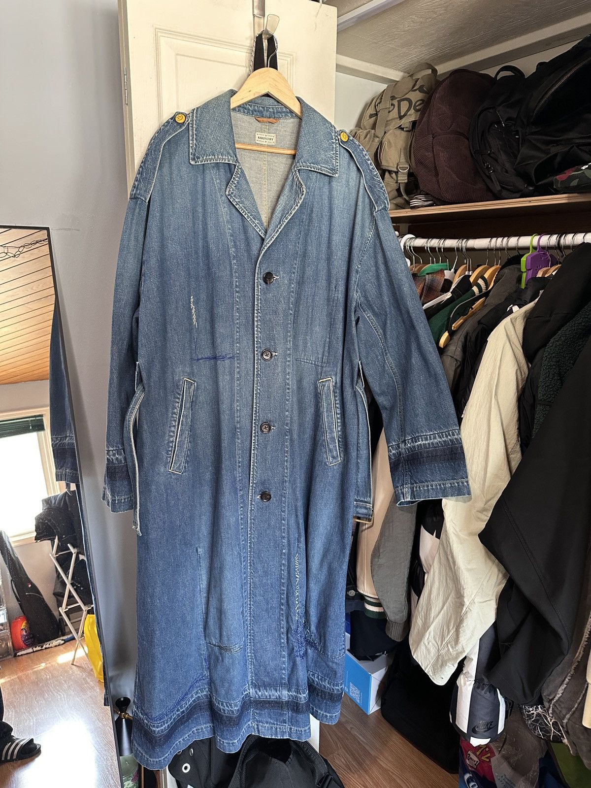 Kapital 11.5Oz Denim Dragging Coat (Journey Remake) K1910LJ123 Size US L / EU 52-54 / 3 - 1 Thumbnail