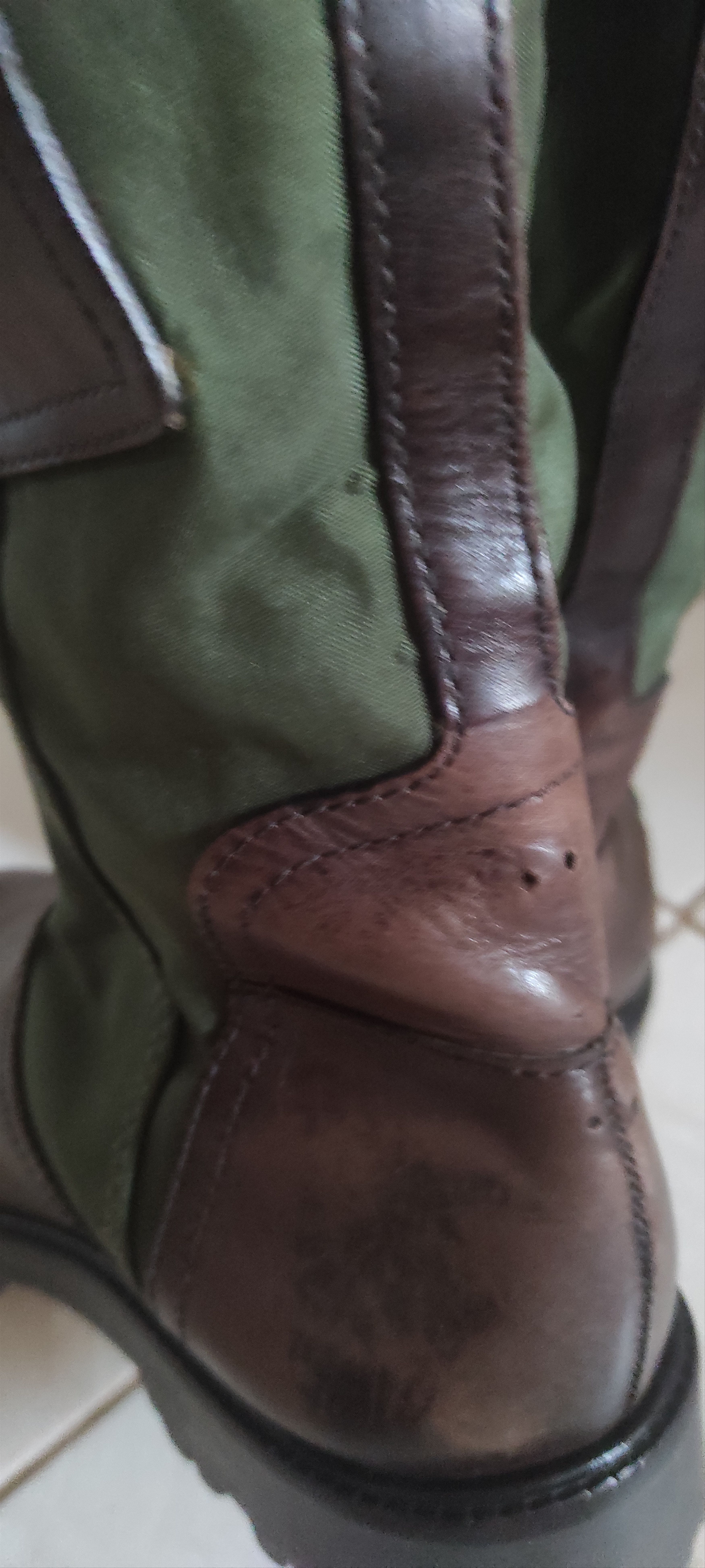 Tory Burch Tory Burch Military Green & Brown Leather Riding Boots. Size US 7.5 / IT 37.5 - 11 Thumbnail