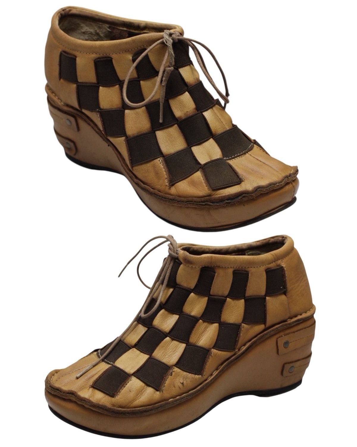 Vintage 2000S RAIDLORK HANDCRAFTED WOVEN LEATHER WEDGE BOOTS Size US 8 / IT 38 - 4 Thumbnail