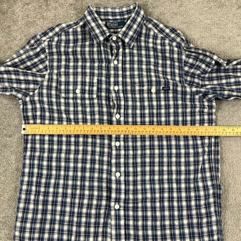 Ralph Lauren VINTAGE Ralph Lauren Shirt Mens Large Blue Plaid Linen Blend Button Up Preppy Old Money Size US L / EU 52-54 / 3 - 6 Thumbnail