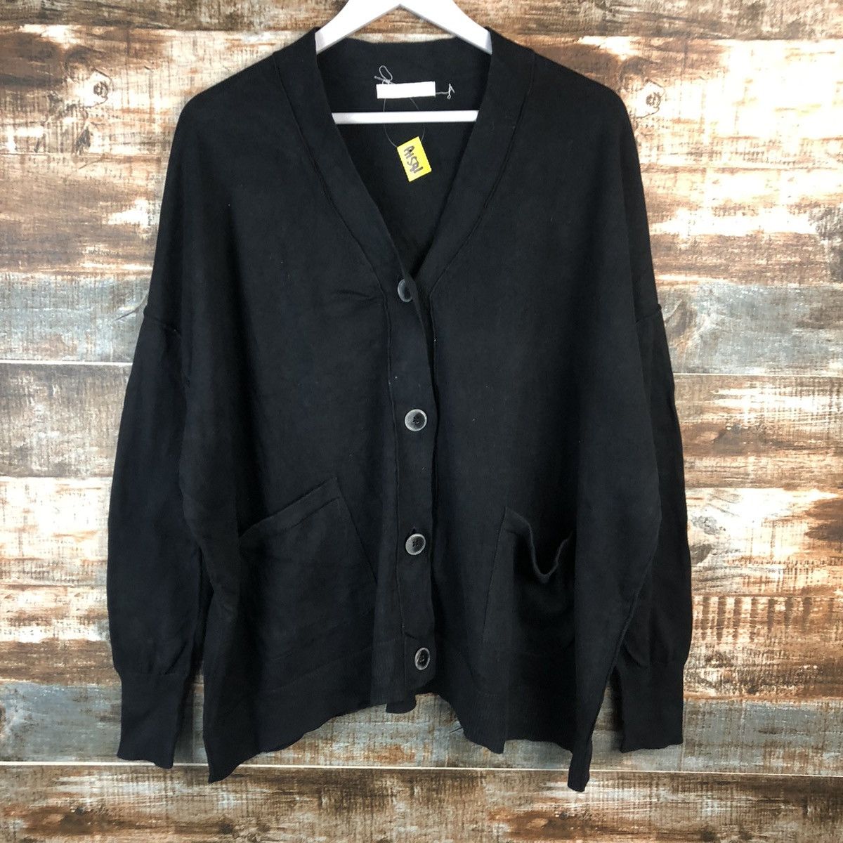 Homespun Knitwear × Japanese Brand Choco Raffine plain Black Cardigan Knitwear #A1591 Size US XL / EU 56 / 4 - 3 Thumbnail