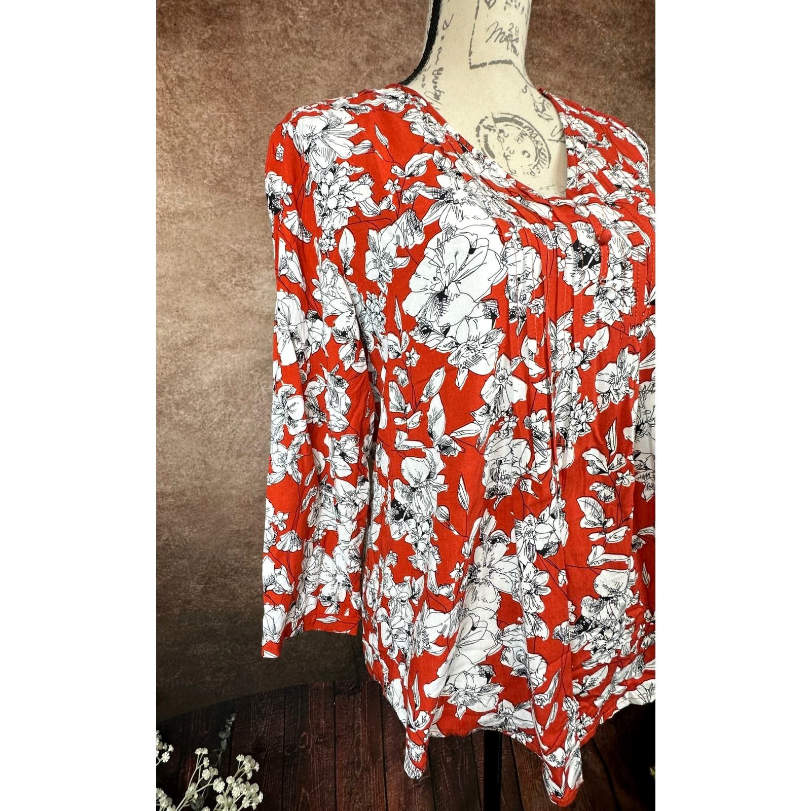 Other Fun2Fun Maley Pleated Detail Blouse Rust/Cream size M Size M / US 6-8 / IT 42-44 - 10 Thumbnail