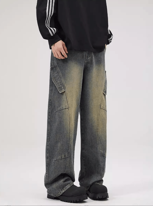 Japanese Brand × Jean Vintage distressed washed loose straight baggy jeans Size US 32 / EU 48 - 2 Thumbnail