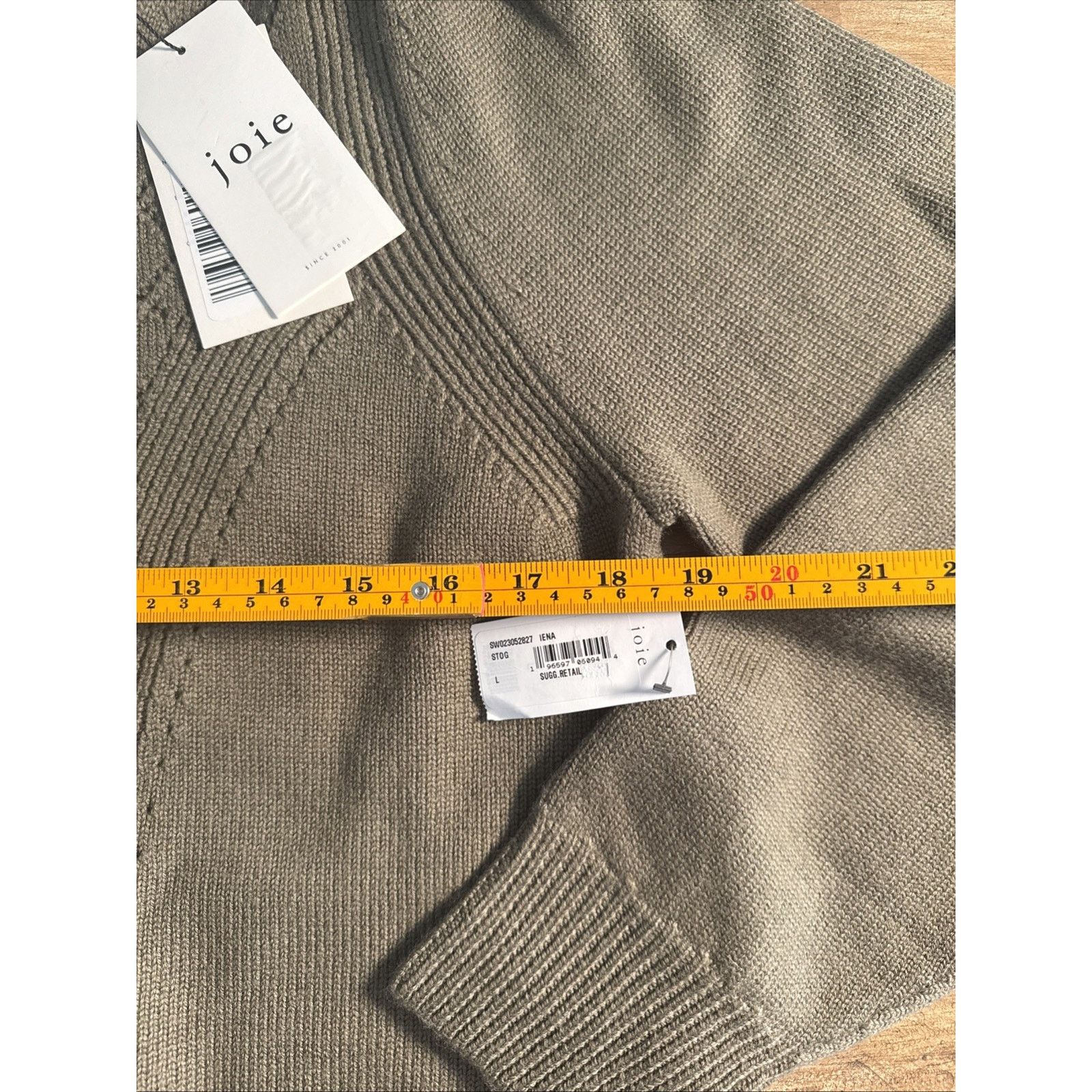 Joie Joie Iena Pointelle Knit Sweater Women Stone Gray Wool Crew Size L / US 10 / IT 46 - 6 Thumbnail