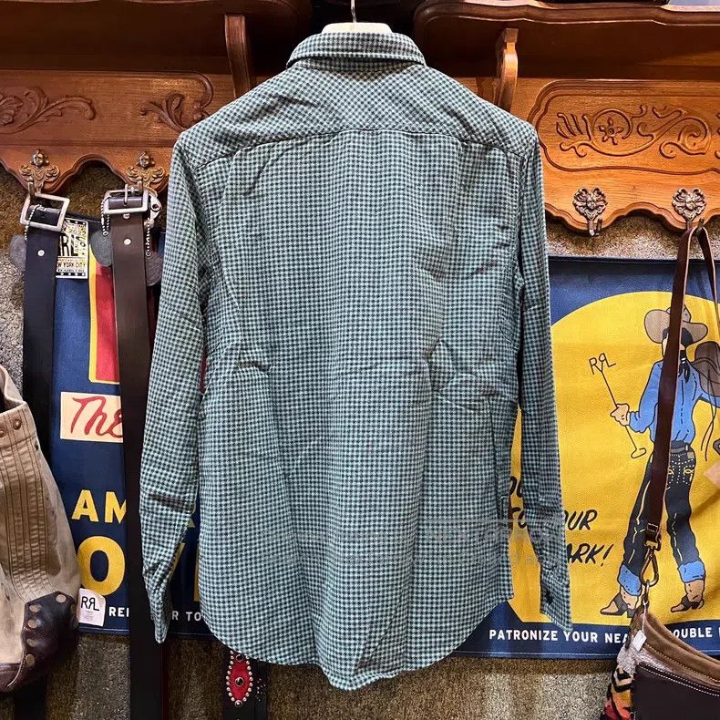 RRL Ralph Lauren RRL Ralph Lauren Vintage Green Houndstooth Shirt Size US M / EU 48-50 / 2 - 2 Thumbnail