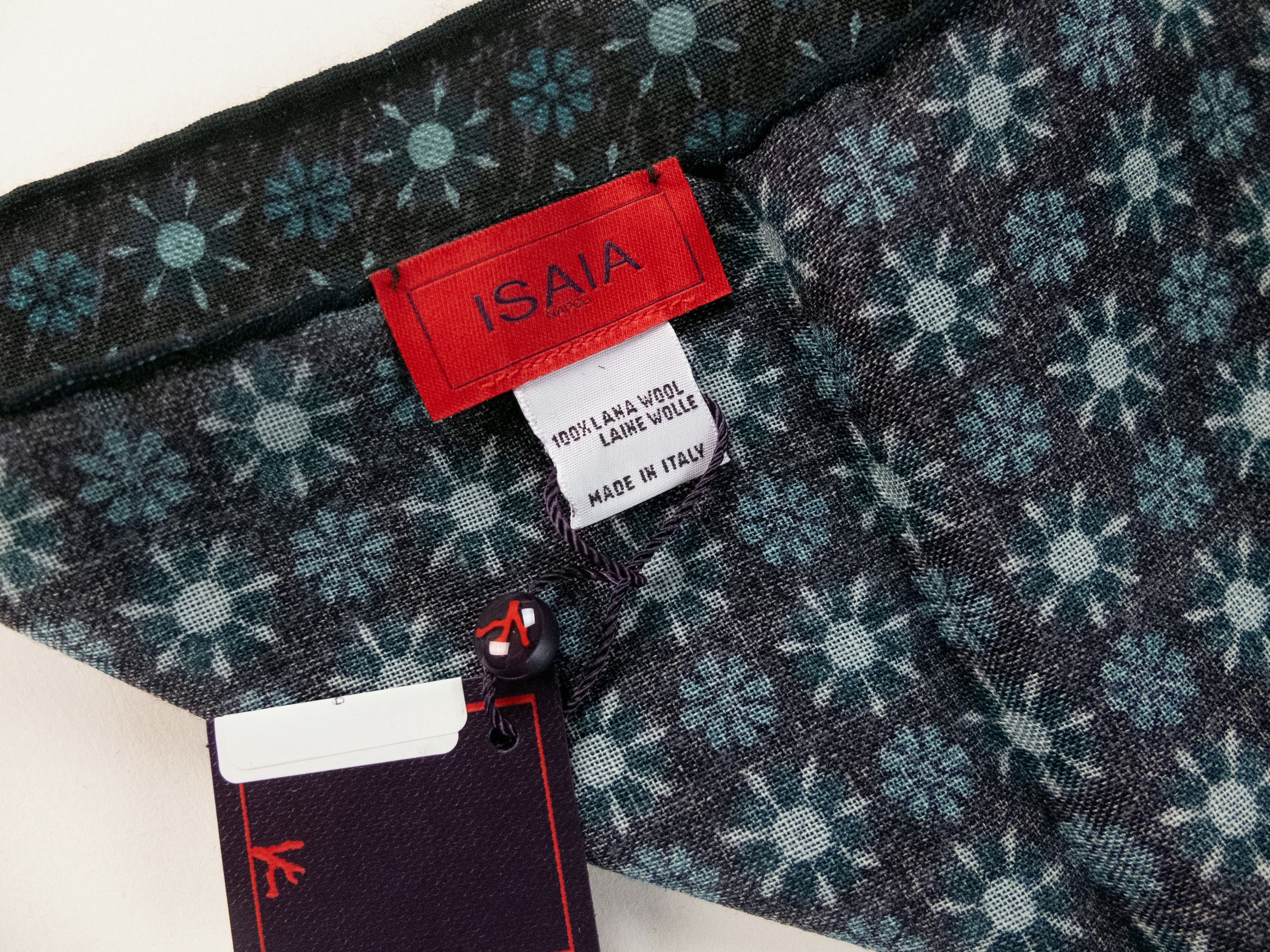 Isaia ISAIA Napoli dark green floral print wool pocket square Size ONE SIZE - 3 Thumbnail
