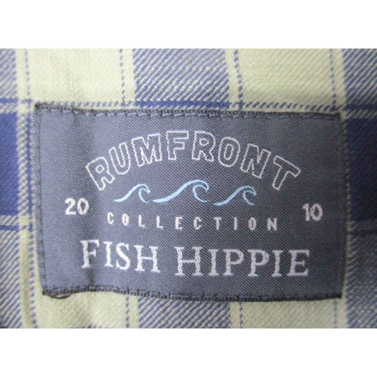 Vintage Fish Hippie Shirt Mens 2XL Blue Check Twill Rumfront Collection Long Sleeve Button-Up Casual with Pocket Embroidered Fish Logo Size US XXL / EU 58 / 5 - 4 Thumbnail