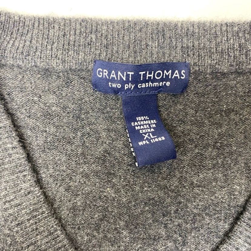 Vintage Grant Thomas 2-Ply Cashmere V-Neck Pullover Sweater Mens XL Gray Classic Preppy Size US XL / EU 56 / 4 - 6 Thumbnail