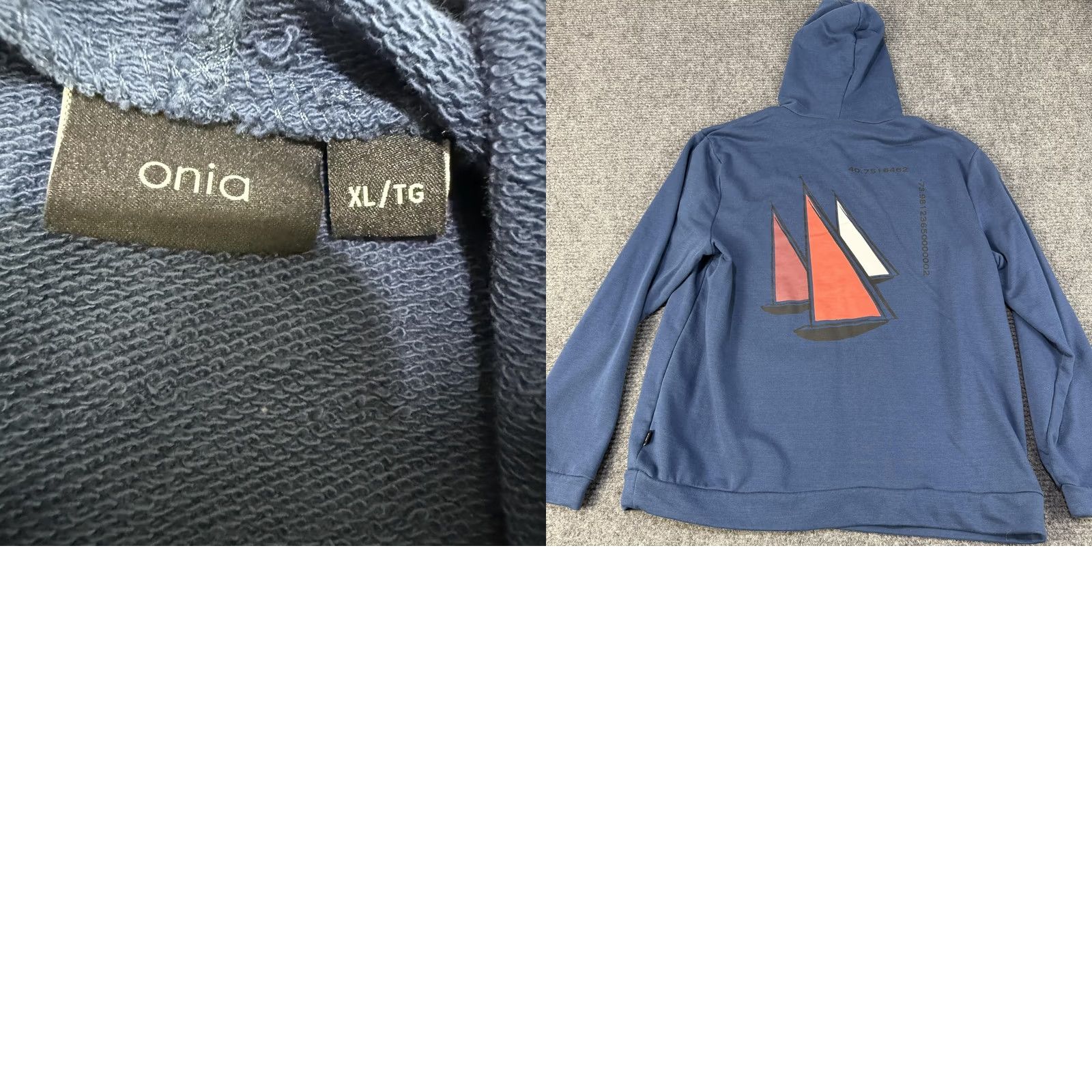 Onia Onia Hoodie Mens XL Blue Sailboat Graphic Nautical Lightweight Kangaroo Pocket Size US XL / EU 56 / 4 - 8 Thumbnail