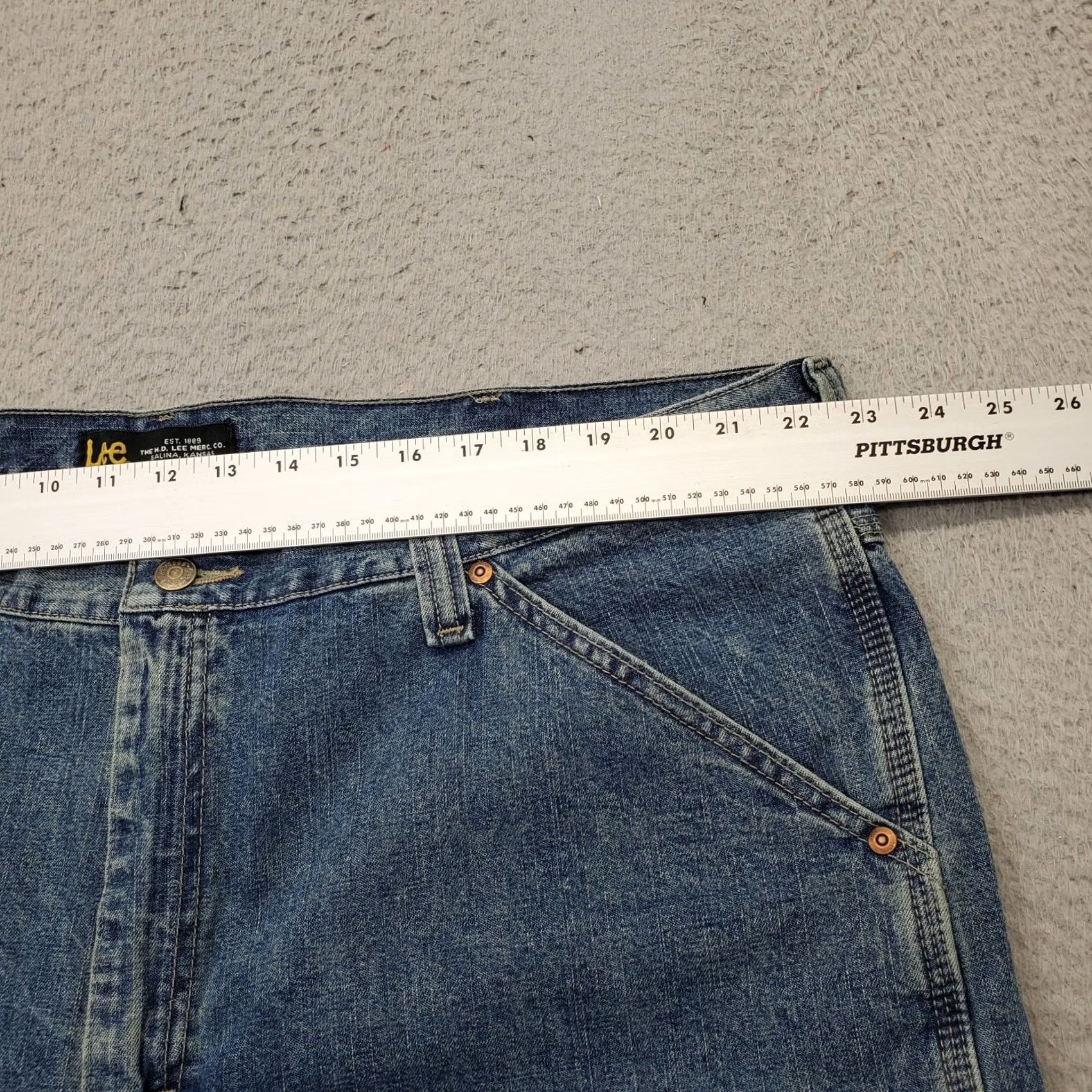Lee Lee Denim Shorts Mens 44 Blue Workwear High Rise Flat Front Outdoor VINTAGE Size US 44 / EU 60 - 5 Thumbnail