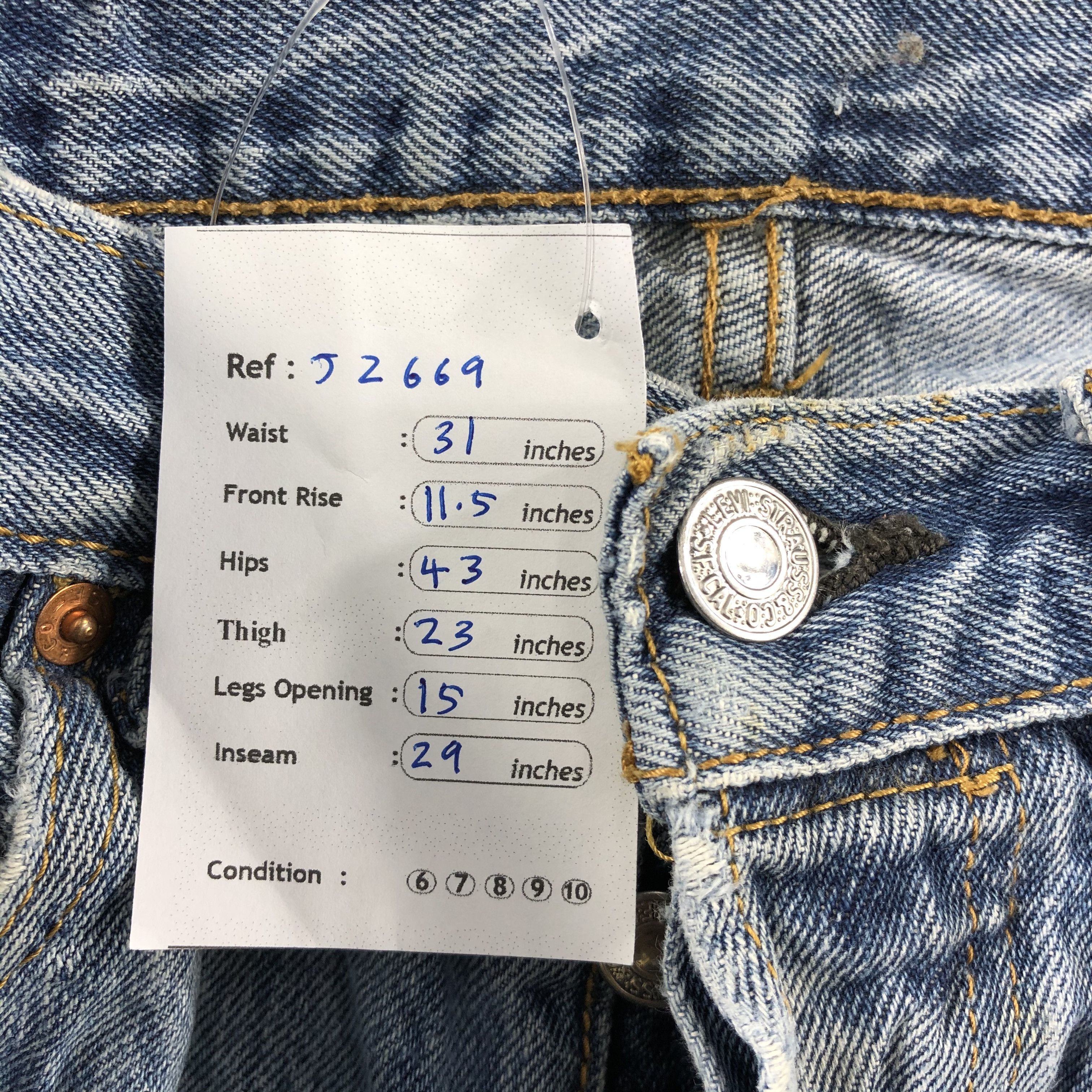 Levi's Vintage Blue Wash Levis 501 Jeans-J2669 Size US 31 - 18 Thumbnail