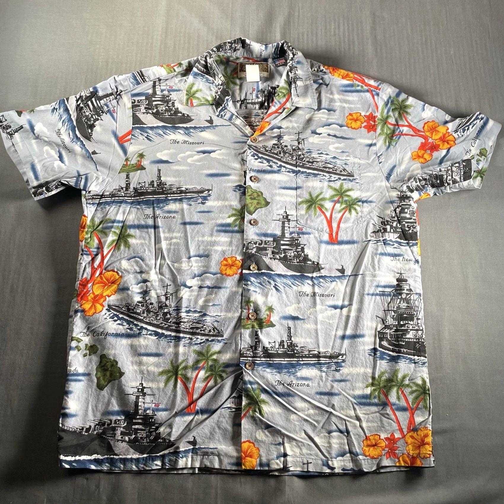 Vintage VINTAGE Kalaheo USN US Navy battle war ship print hawaiian shirt LARGE vtg 90s usa made Size US L / EU 52-54 / 3 - 5 Thumbnail