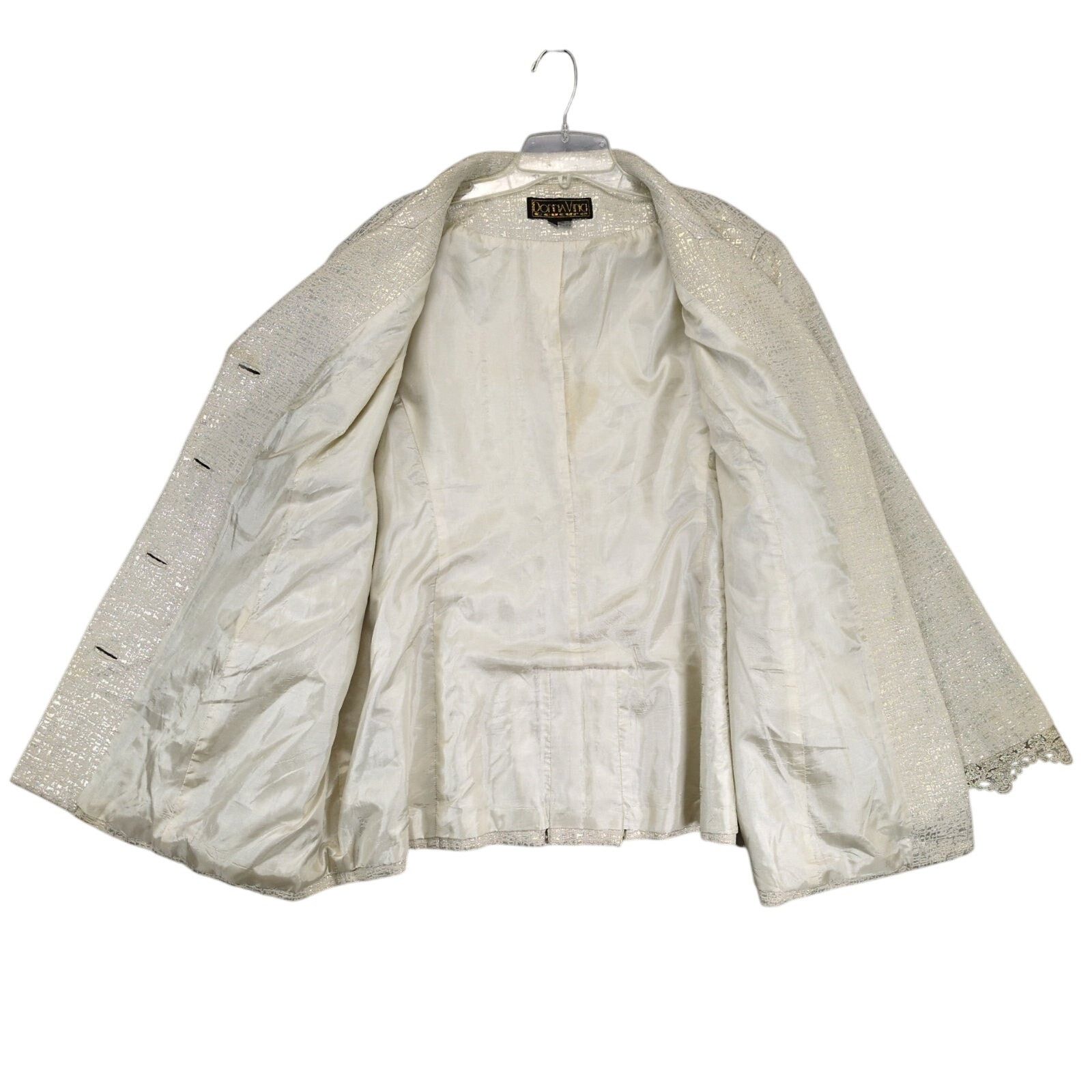 Vintage Donna Vinci Couture Women's 24 Gold Metallic Blazer Jacket Size 4XL / US 24-26 - 4 Thumbnail