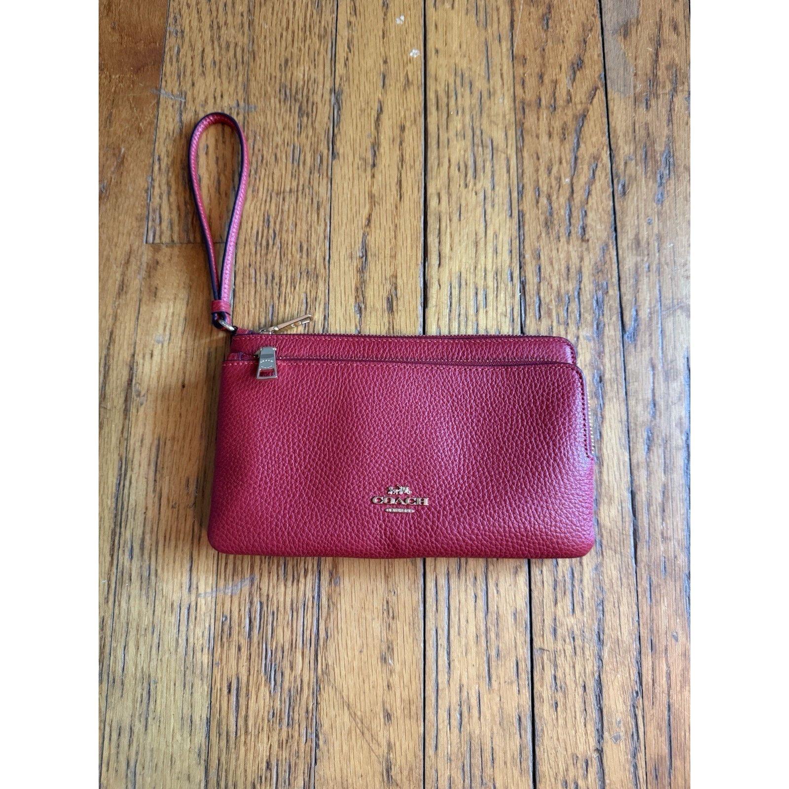 Coach Coach Double Zip Wallet CU919 Bold Red Pebbled Leather NWT Size ONE SIZE - 1 Thumbnail