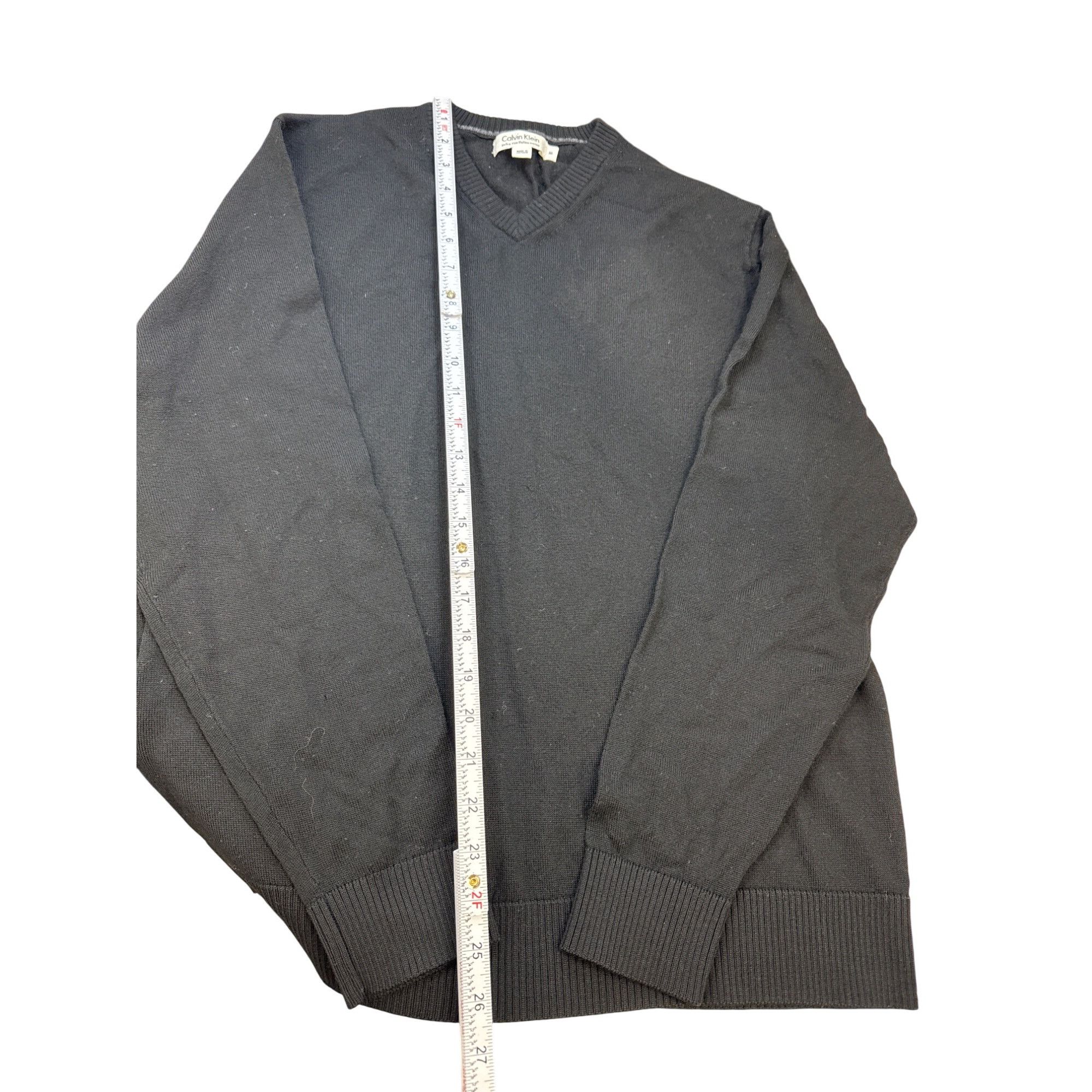 Calvin Klein Calvin Klein Mens Extra Fine Italian Merino Wool Black V-Nec Size US M / EU 48-50 / 2 - 5 Thumbnail