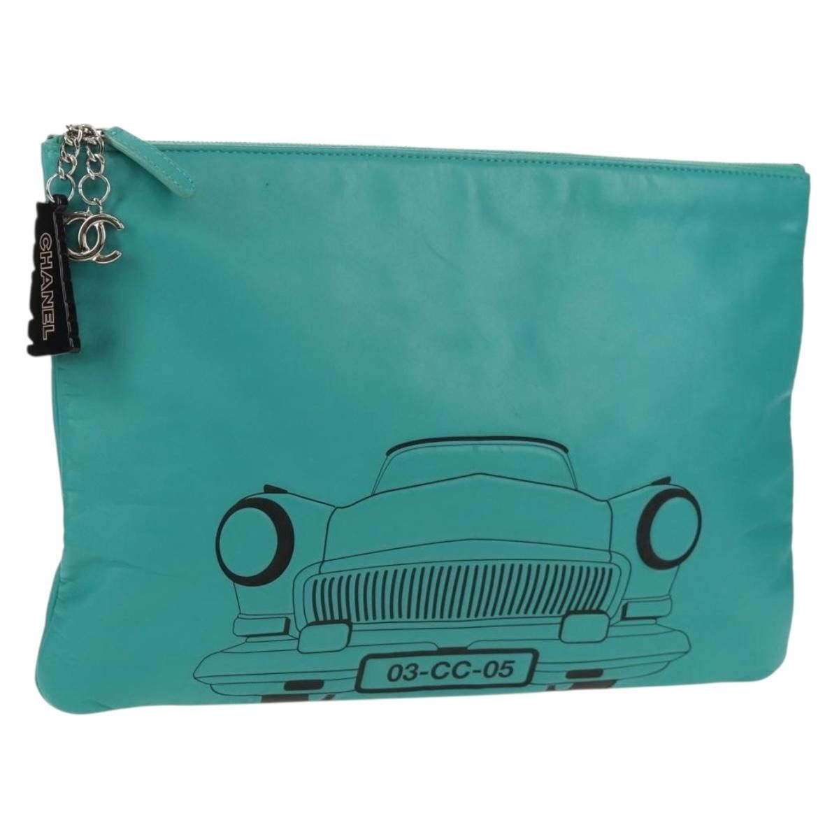 Chanel Chanel Clutch Bag Lamb Skin Emerald Green CC Size ONE SIZE - 1 Thumbnail