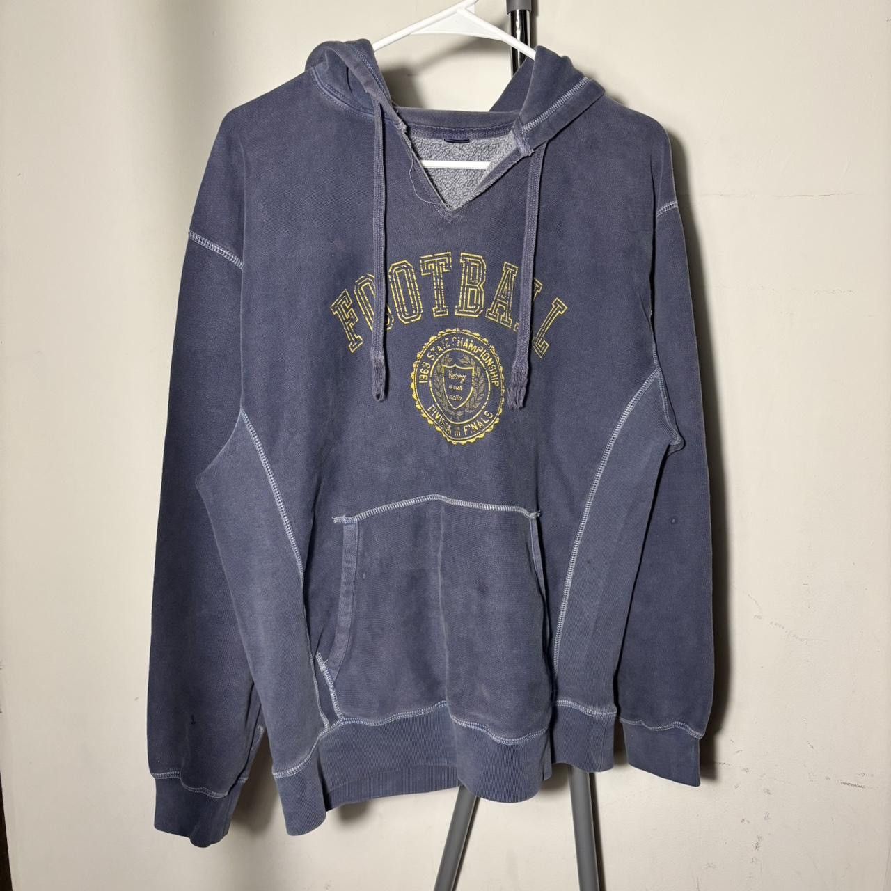 Vintage Early 2000s Over Dyed V-Cut Football Pullover Hoodie Size US L / EU 52-54 / 3 - 1 Thumbnail