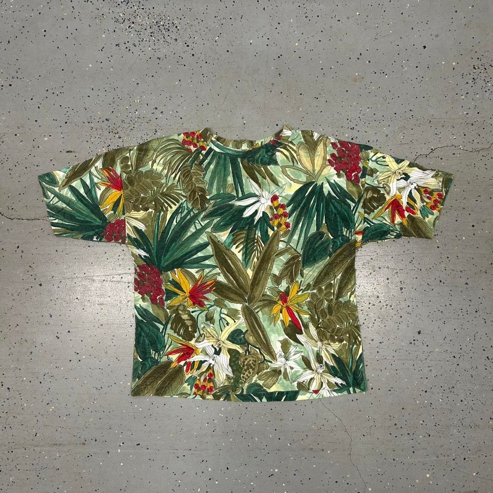 Other Green and multi-coloured vintage 80s Hawaiian floral aop tee Size L / US 10 / IT 46 - 1 Thumbnail
