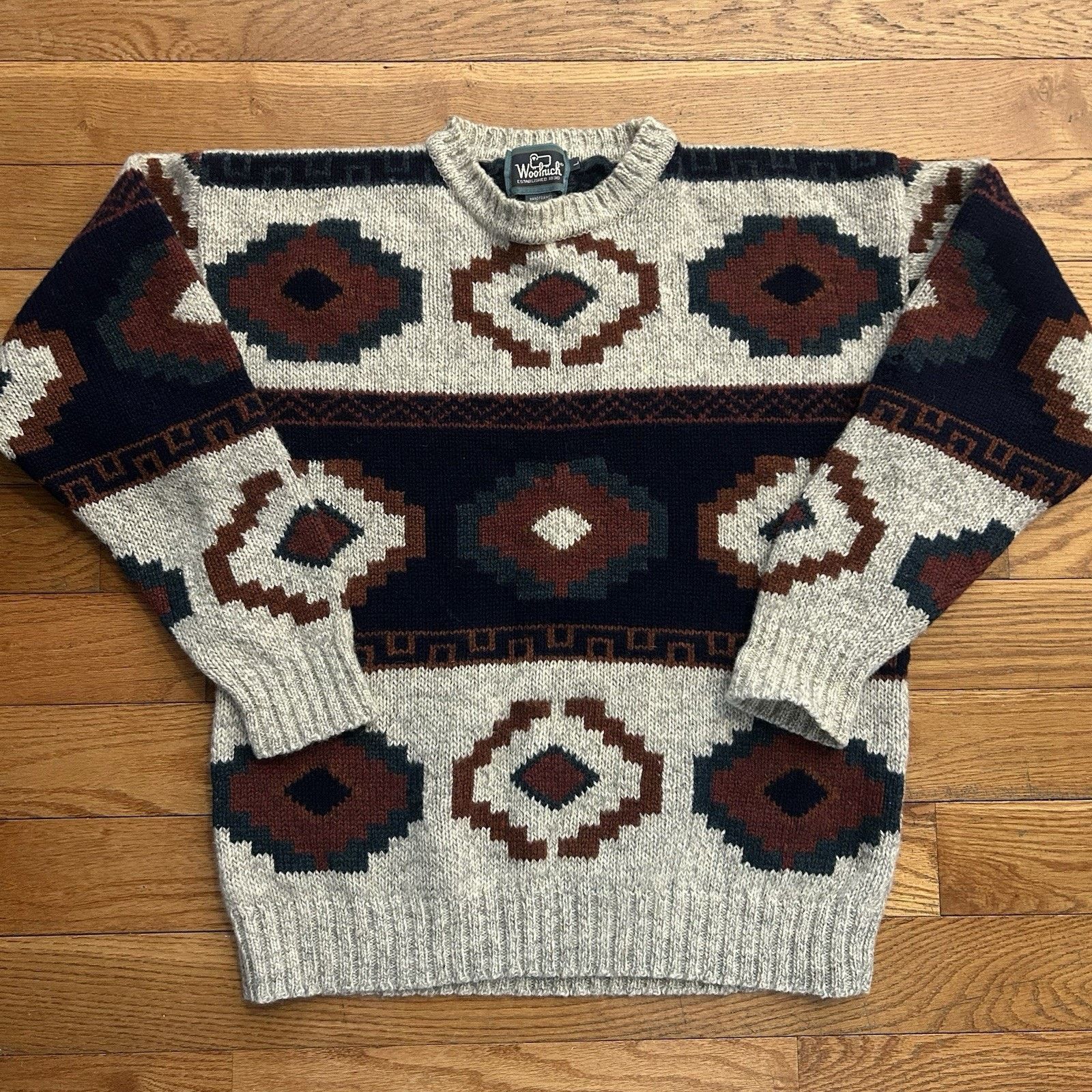 Vintage × Woolrich Woolen Mills 90s Wool Knit Southwestern Aztec Pullover Sweater Large Size US L / EU 52-54 / 3 - 1 Thumbnail