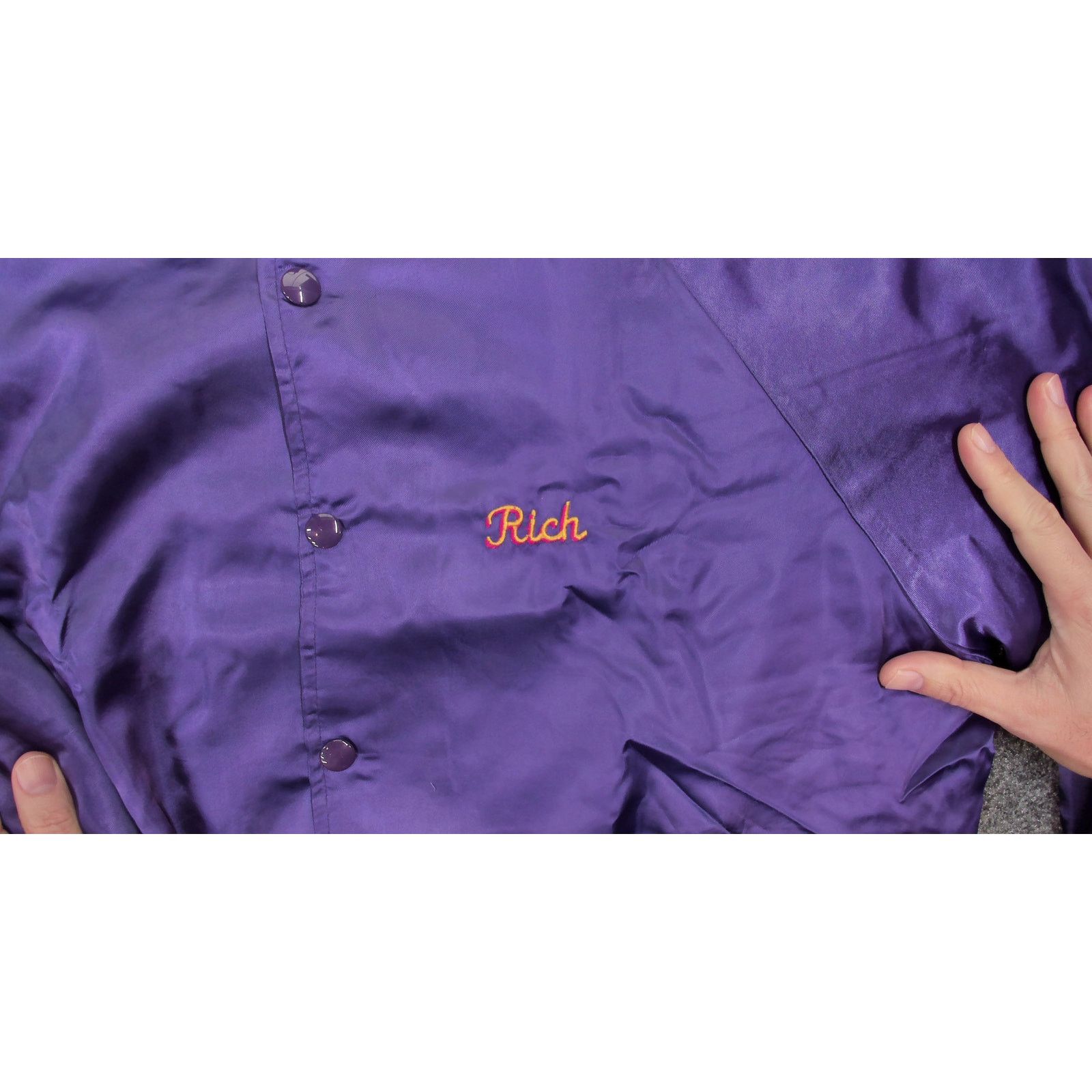 Vintage 80s Hartwell "South Pacific" Boxy Purple Satin Bomber Jacket Size US L / EU 52-54 / 3 - 8 Thumbnail