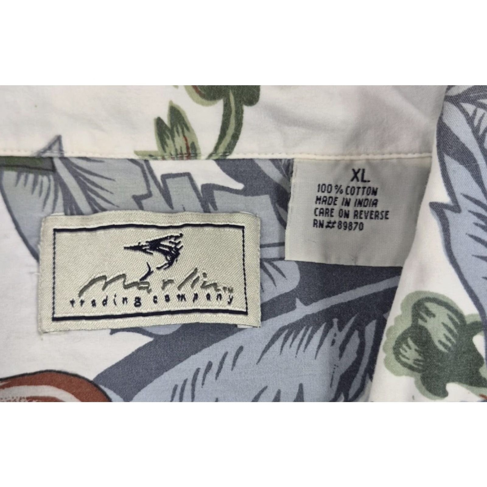 ALOHAS VINTAGE Marlin Trading Company Shirt Mens XL White Hawaiian Aloha Floral Short Sleeve Button-Up Size US XL / EU 56 / 4 - 4 Thumbnail