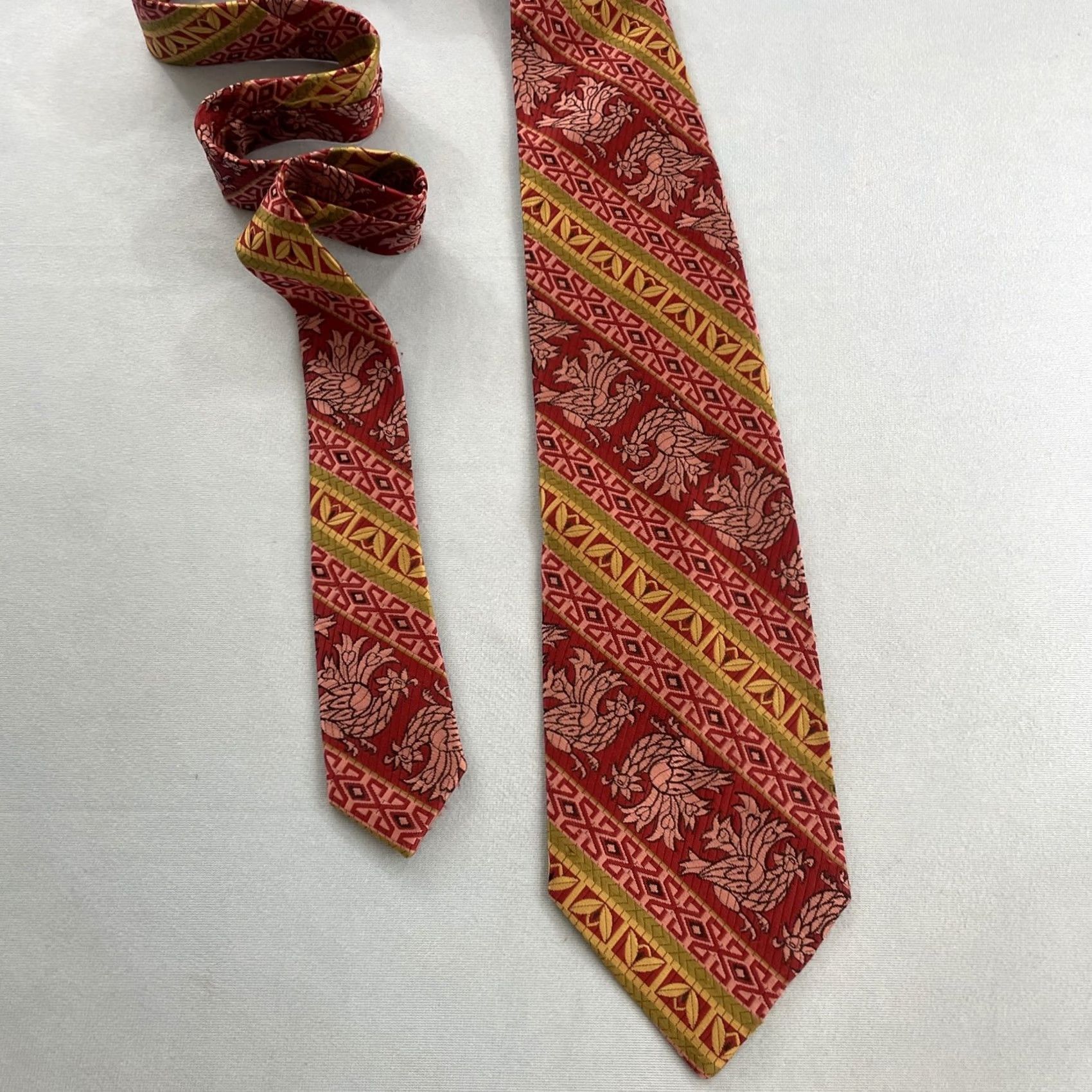 Vintage Vtg Wide Necktie 4.3x58" Kipper Tie Handmade Jacquard Rooster Rockabilly Woven Capsule Tie Size ONE SIZE - 4 Thumbnail