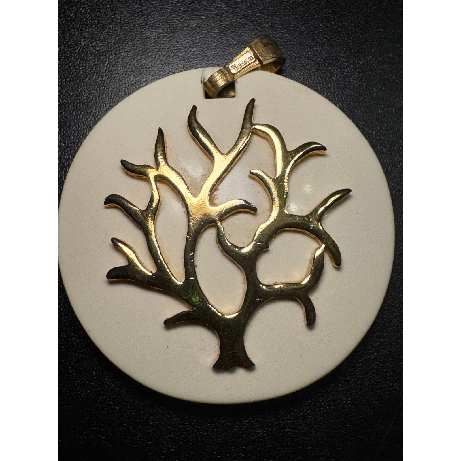 Other Crown Trifari Vintage White Lucite Gold Tone Tree Pendant Size ONE SIZE - 2 Thumbnail