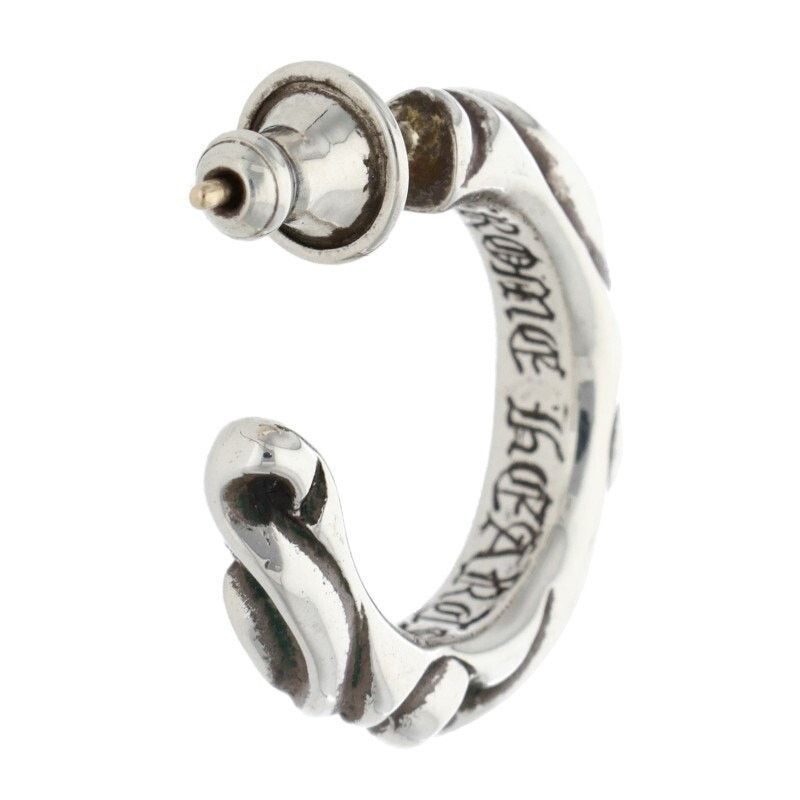 Chrome Hearts Silver Hoop Scroll Earring