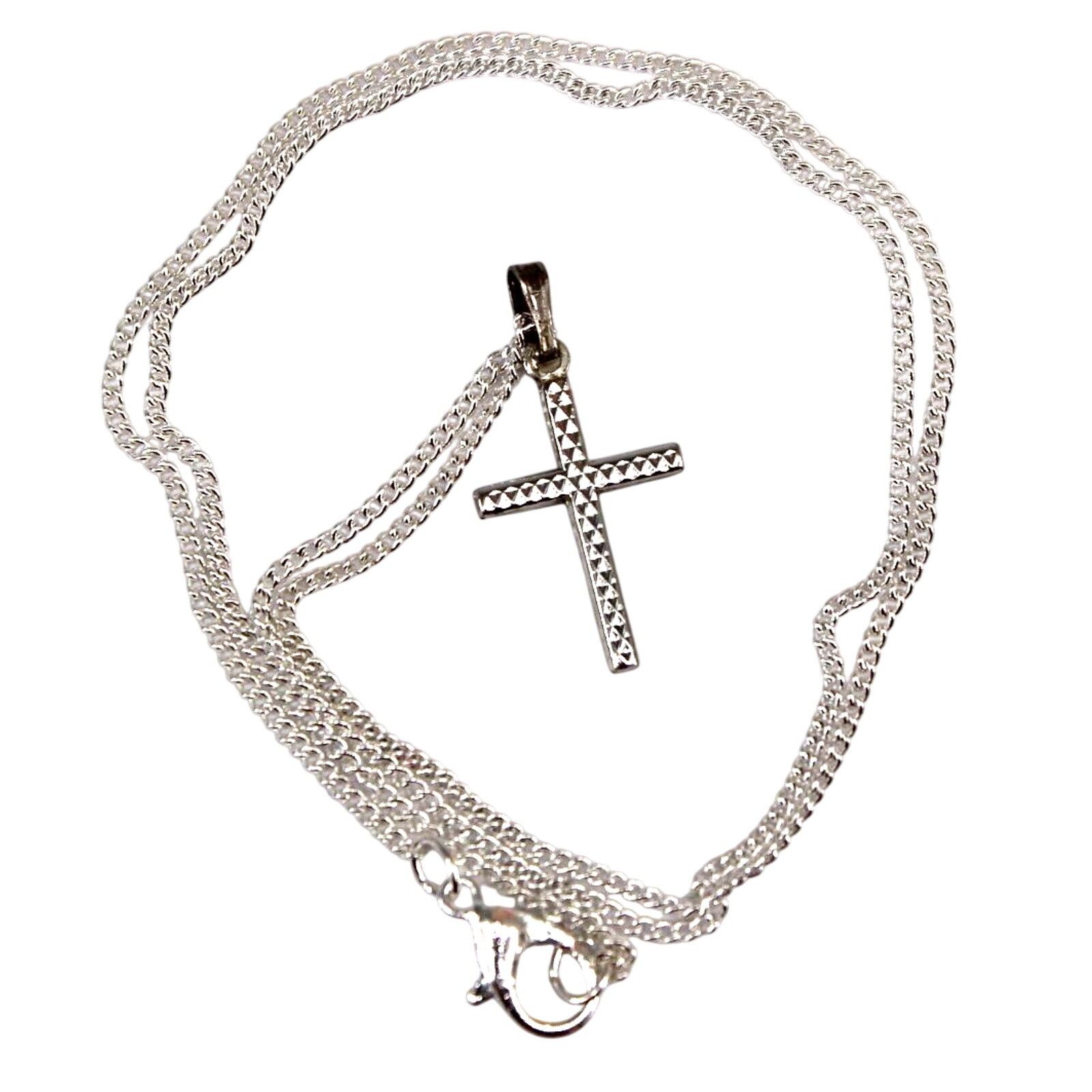 Other Minimalist 1" Tiny Cross Necklace Etched Sterling Silver Size ONE SIZE - 2 Thumbnail