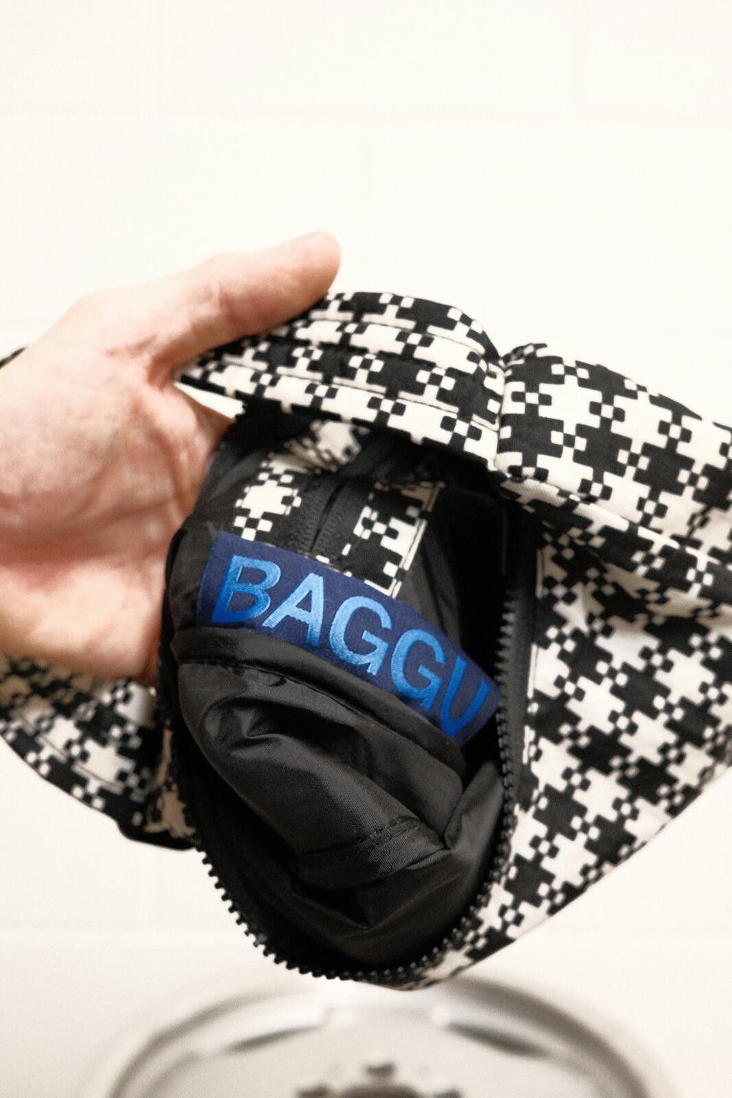 Baggu Baggu Mini Shoulder Bag in the Black & White Pixel Gingham Size ONE SIZE - 3 Thumbnail