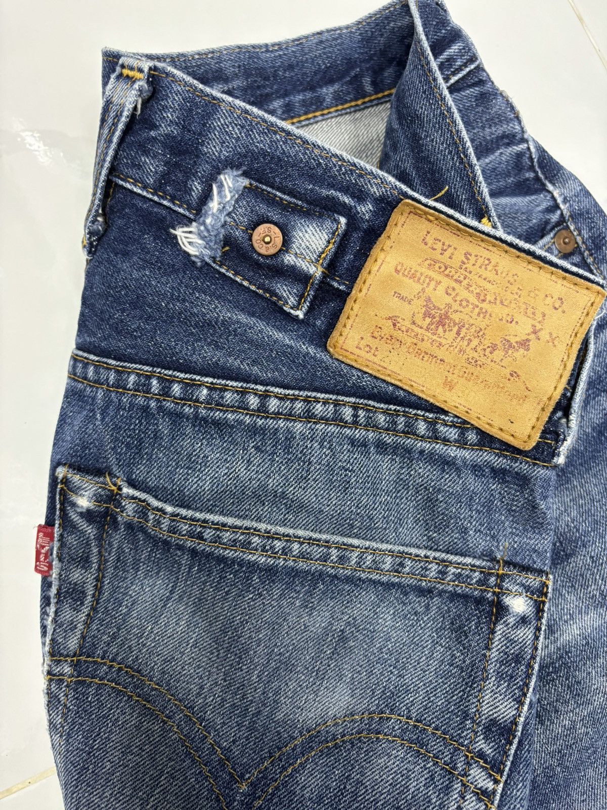 Kapital 🔥VINTAGE LEVIS 201 BIG E SELVEDGE DENIM JEANS RIP BUCKLE Size US 28 / EU 44 - 12 Thumbnail
