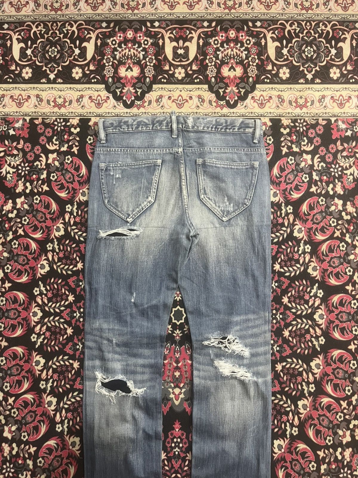 BUFFALO BOBS Japanese Brand Buffalo Bobs Trashed Ripped Skinny Fit Jeans Size US 32 / EU 48 - 6 Thumbnail