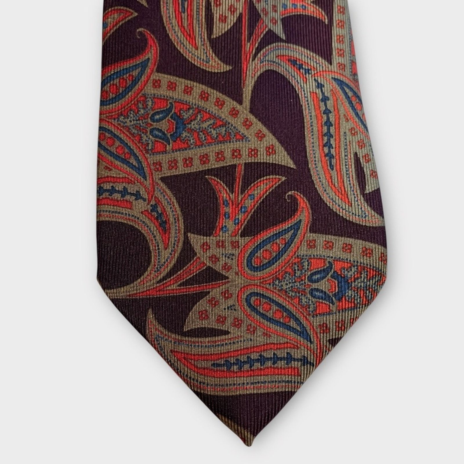 Luciano Barbera LUCIANO BARBERA dark purple fall tones paisley silk tie Size ONE SIZE - 2 Thumbnail