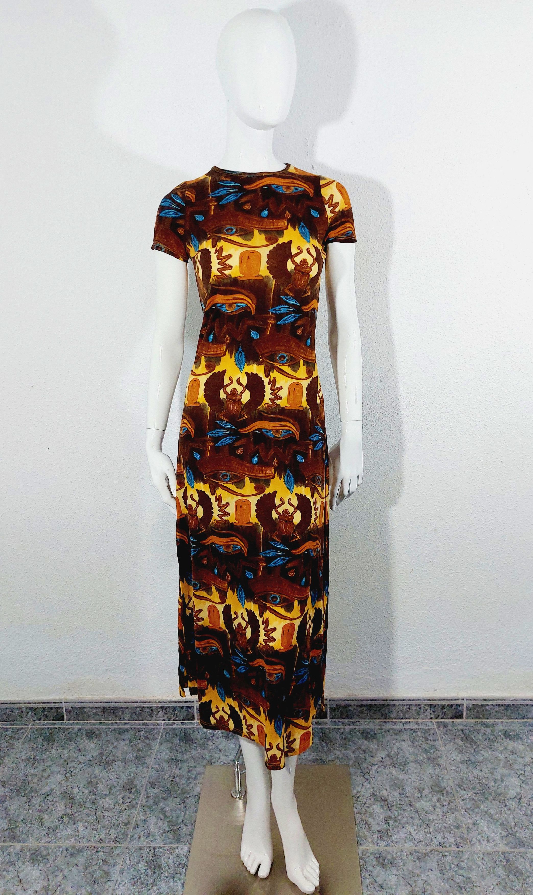 Jean Paul Gaultier Jean Paul Gaultier Egypt 1997 Horus Scarab Hieroglyph Dress Size S / US 4 / IT 40 - 1 Thumbnail
