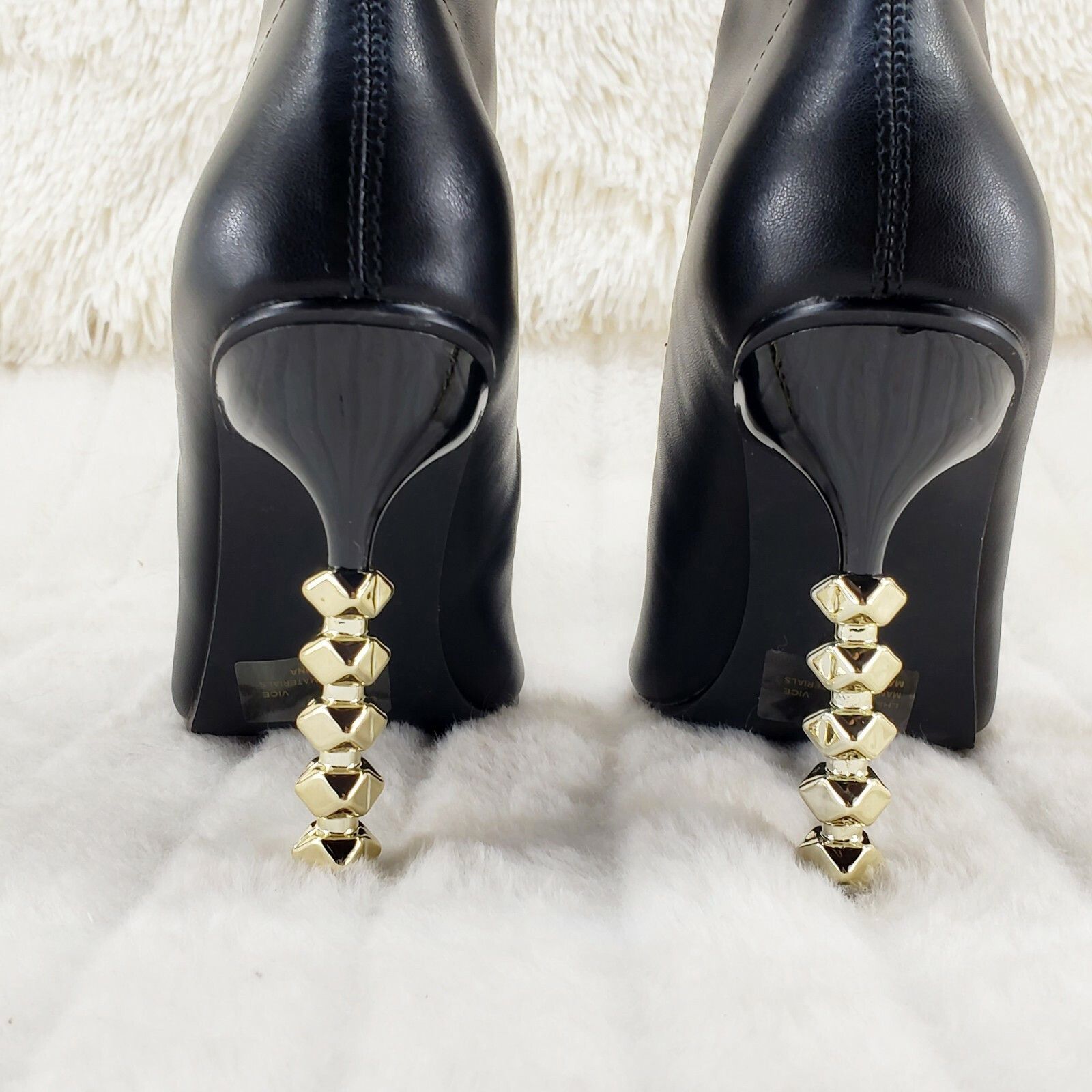 Other 5" Geo Deco High Heel Black Stretchy Pointy Toe Ankle Boots Size US 10 / IT 40 - 8 Thumbnail
