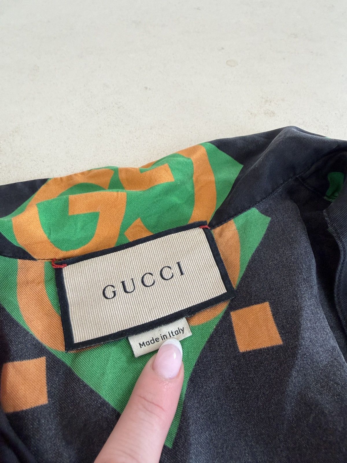 Gucci Gucci GG Monogram Silk Bowling Shirt Size 48 Black Green Size US M / EU 48-50 / 2 - 3 Thumbnail