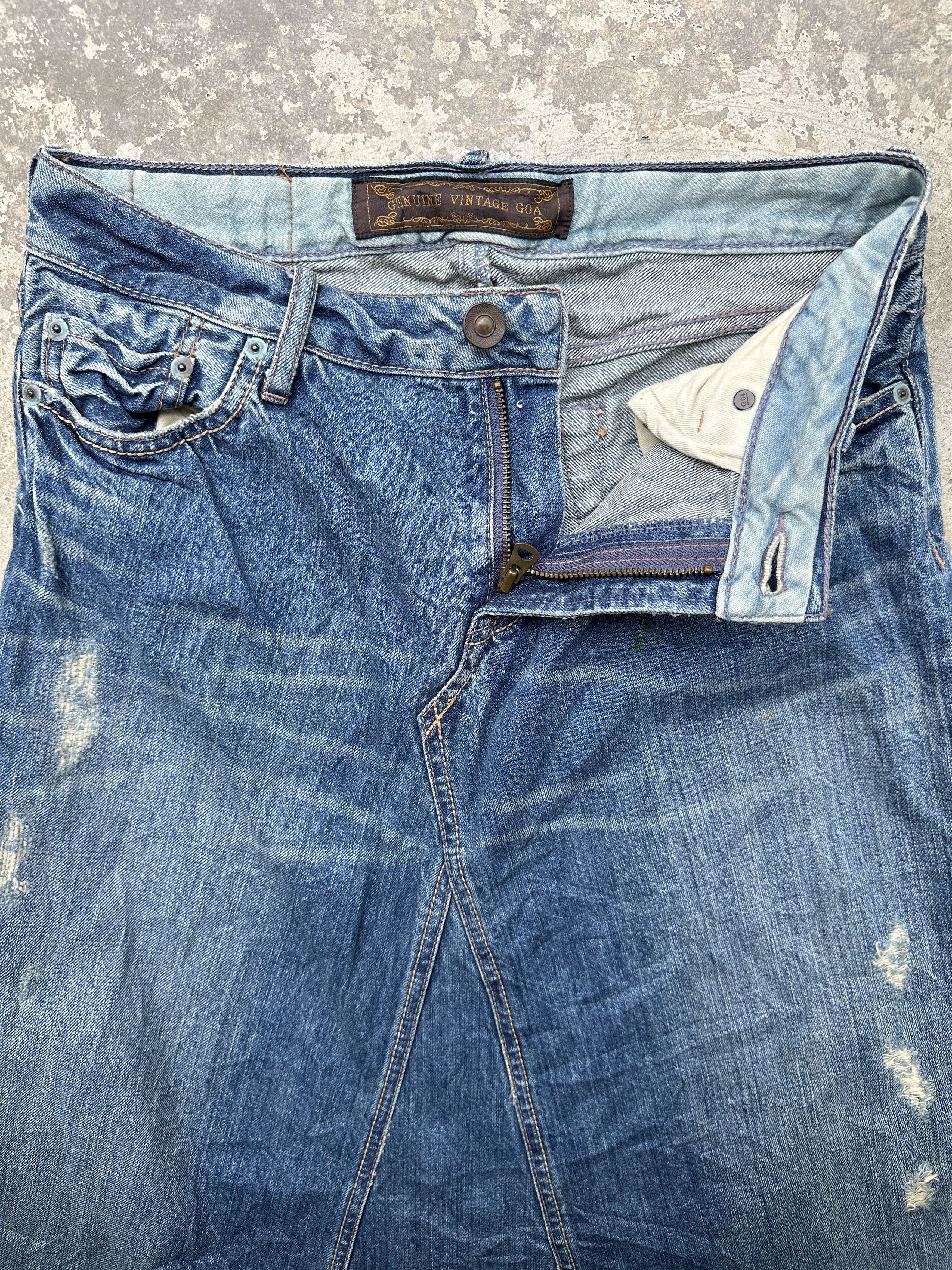 If Six Was Nine Genuine Vintage G.O.A Maxi Denim Distressed Selvedge Skirt Size 30" / US 8 / IT 44 - 11 Thumbnail