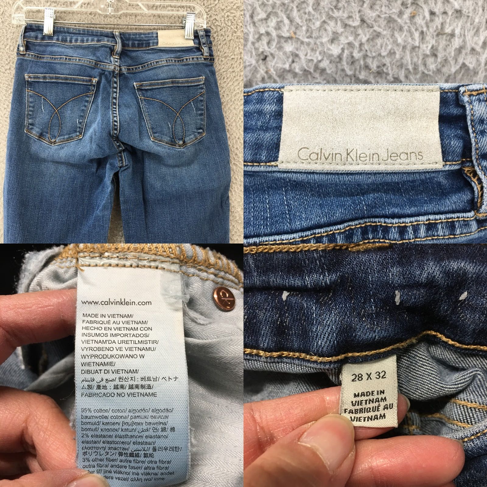 Calvin Klein Calvin Klein Skinny Jeans Womens 28x31 Blue Denim Low Rise Zip Jeans Size 28" / US 6 / IT 42 - 9 Thumbnail