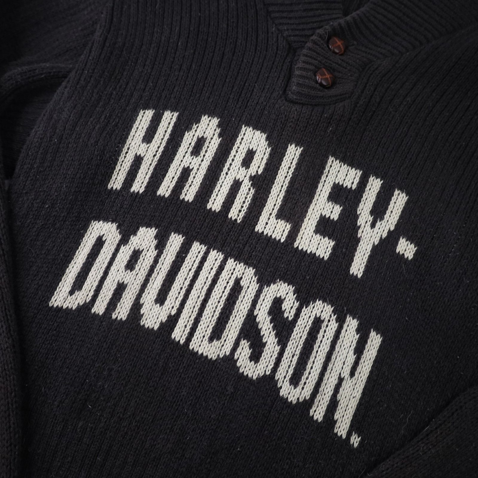 Harley Davidson × Vintage Vintage Harley Davidson Knit Spellout Cowl Sweater Size M / US 6-8 / IT 42-44 - 4 Thumbnail
