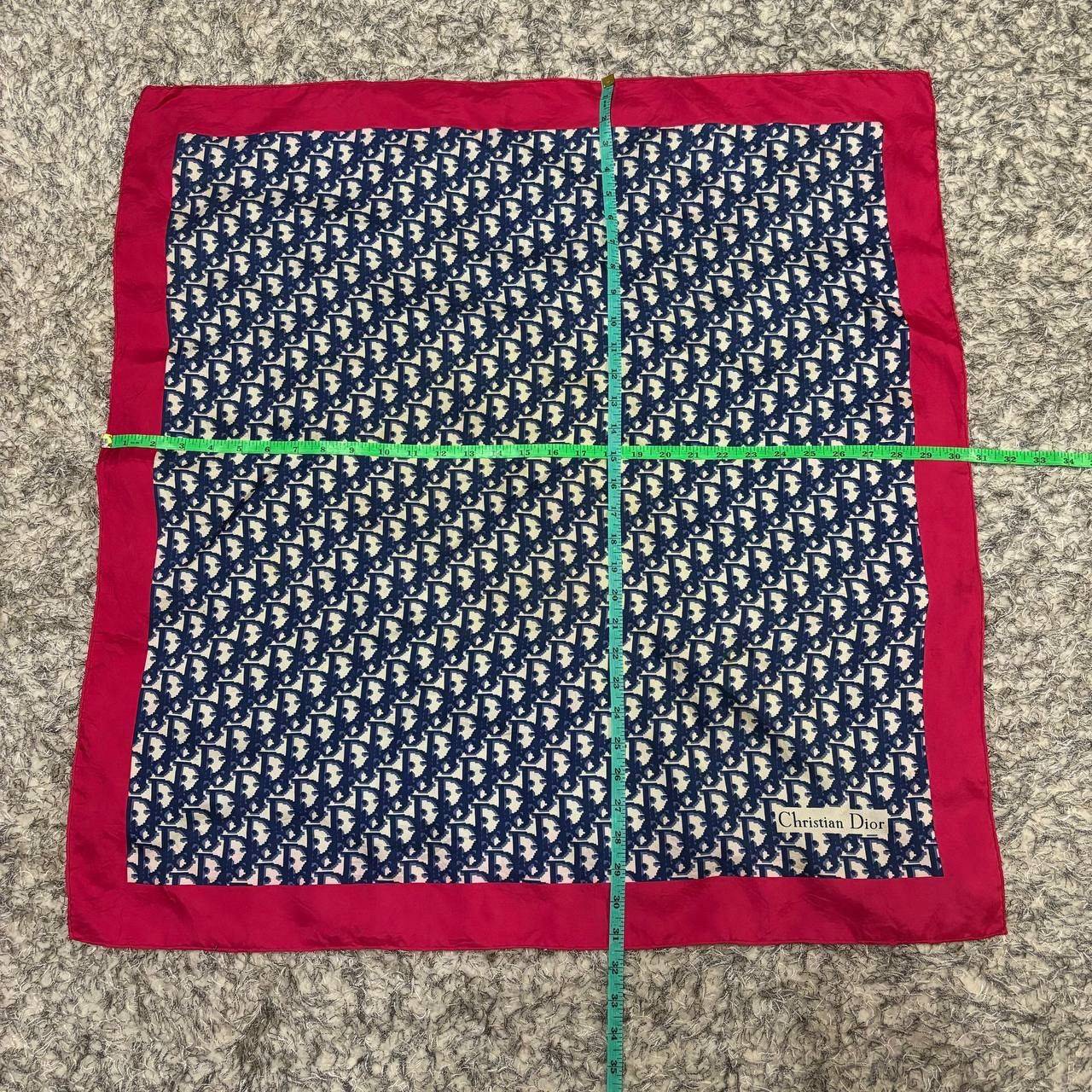 Christian Dior Monsieur Vtg Christian Dior Trotter Monogram Silk Scarf Red Border Size ONE SIZE - 8 Thumbnail
