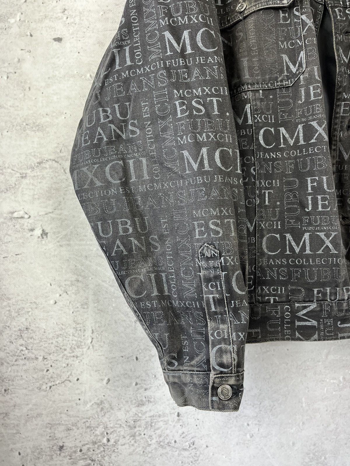 Fubu × Vintage 90s FUBU The Collection MCMXCII All Over Print Denim Jacket Size US XL / EU 56 / 4 - 3 Thumbnail