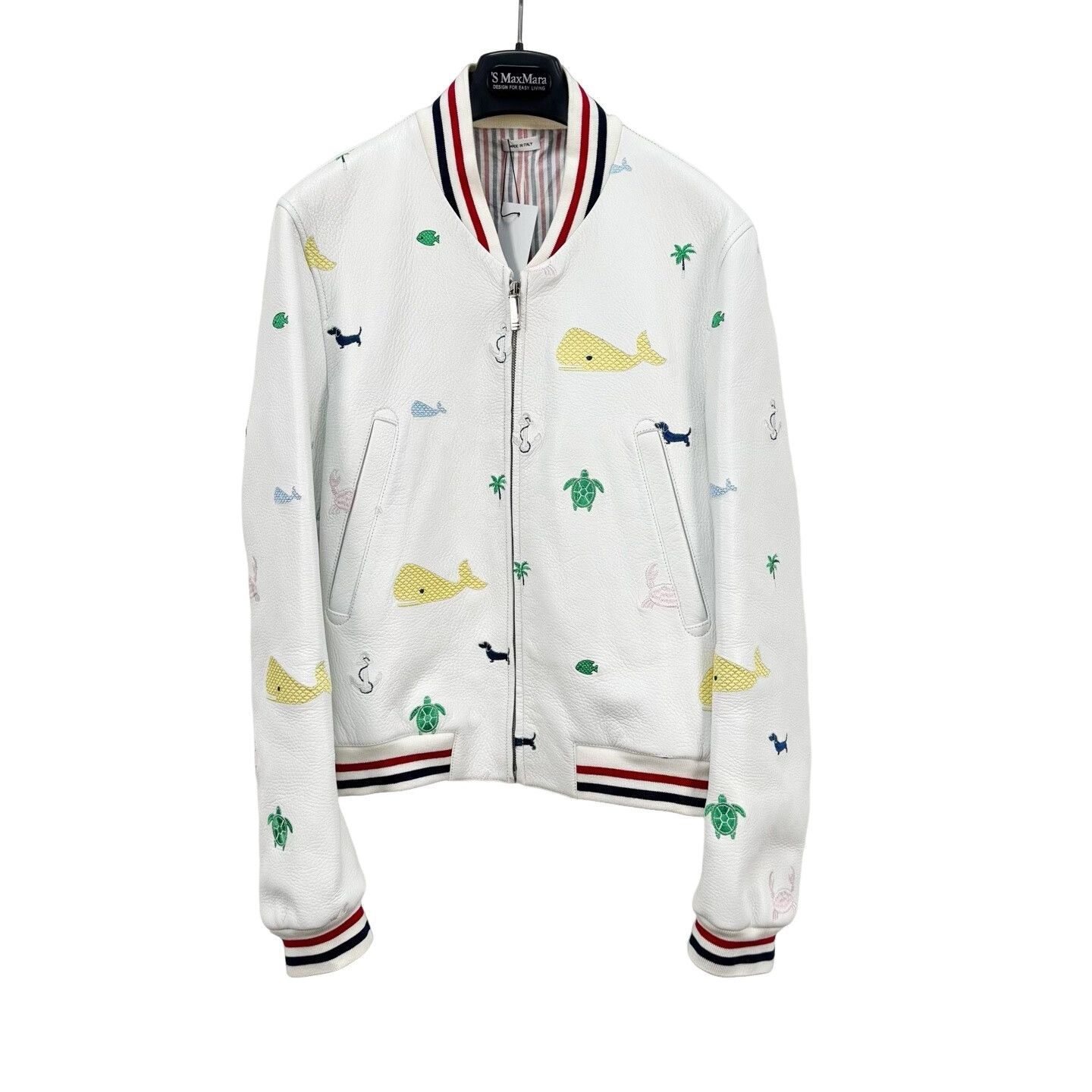 Thom Browne Thom Browne Embroidered Leather Baseball Jacket Size XS Size US XS / EU 42 / 0 - 1 Thumbnail