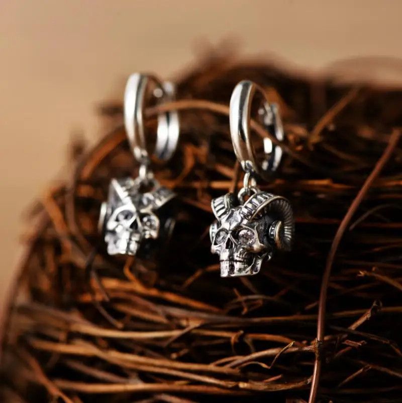 Jewelry × Vintage Gothic Goat Horns Skull Errings Size ONE SIZE - 2 Thumbnail